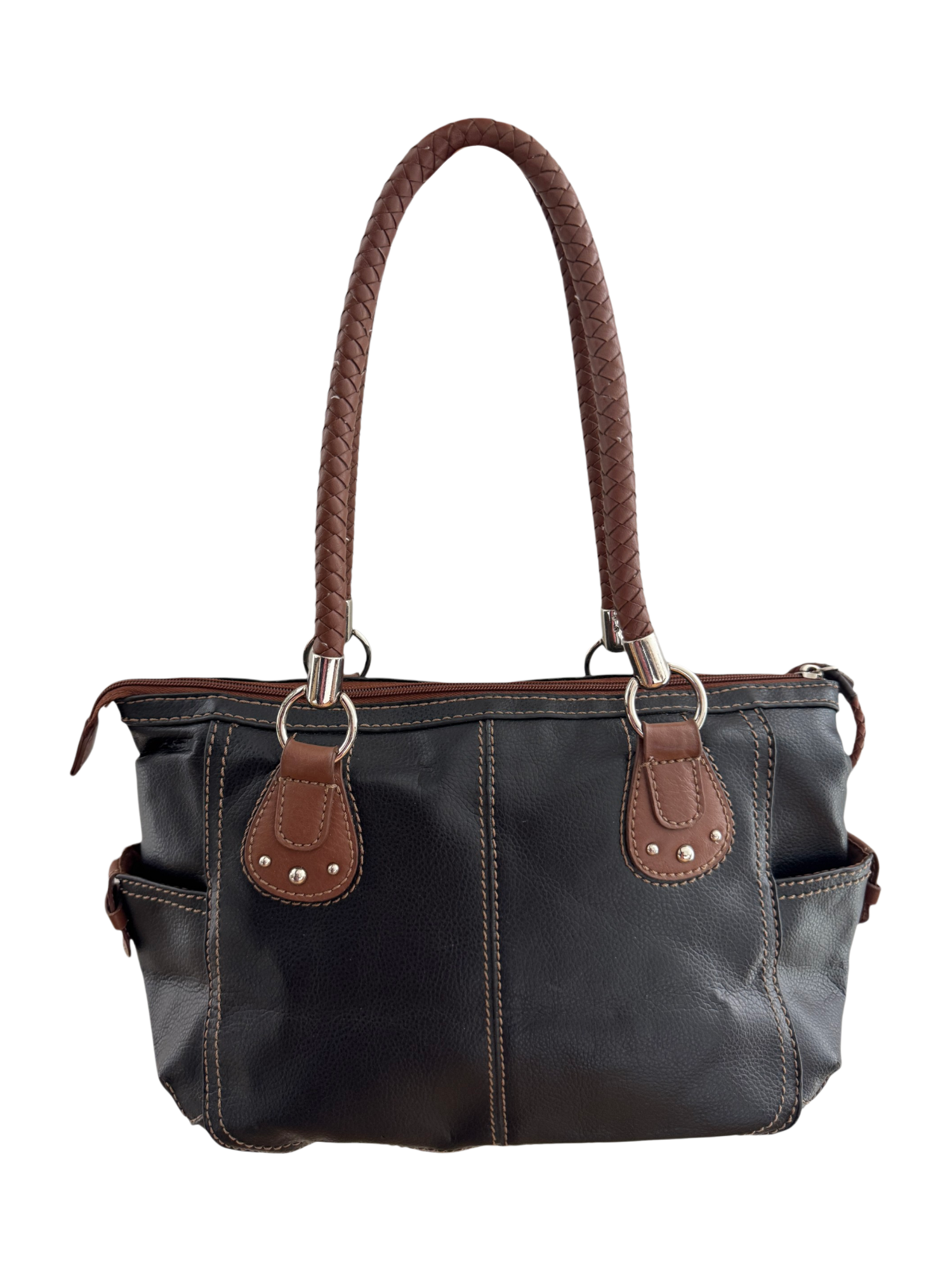 Vintage Y2K Espresso Braided Handle Bag