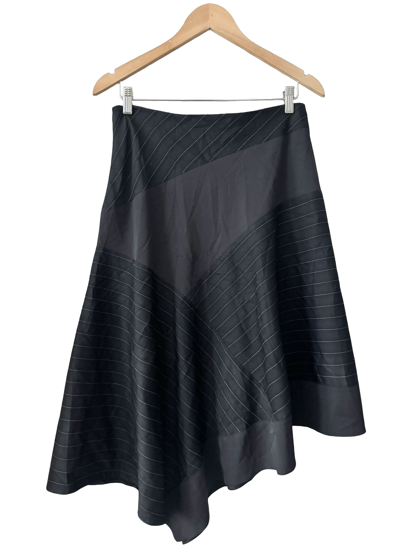 Vintage 90s Parisian Pinstripe Handkerchief Midi Skirt (S/M)
