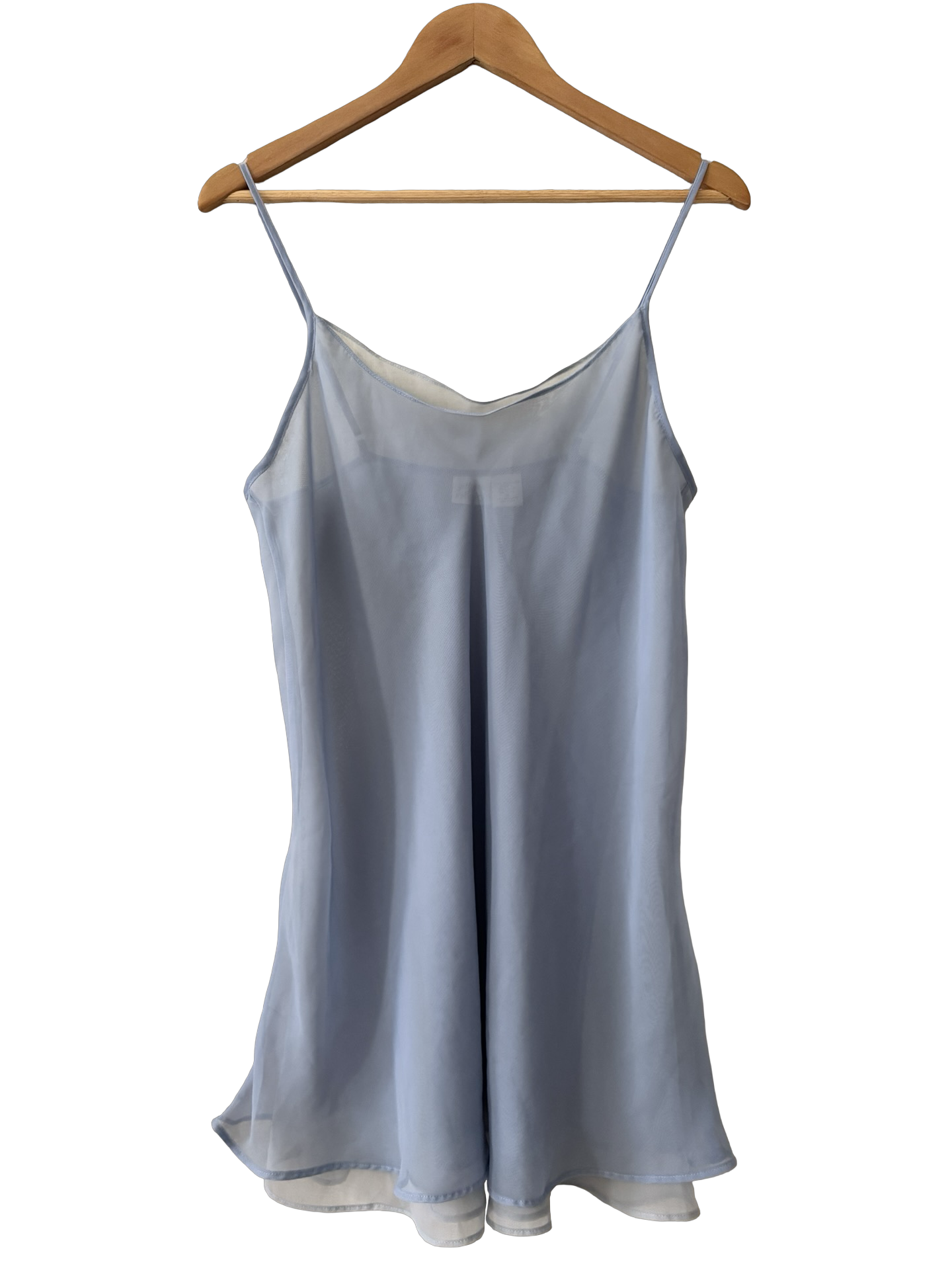 Vintage Y2K Powder Blue Sheer Double Layered Slip Dress (M)