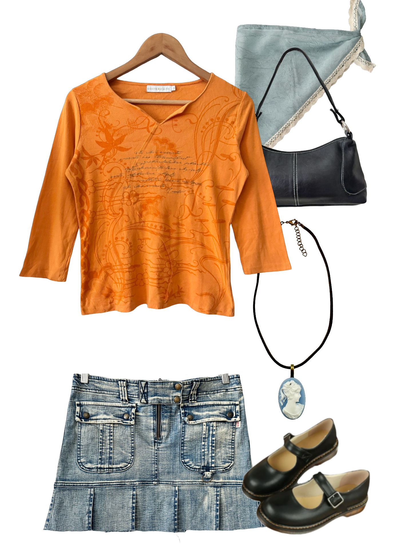 Vintage Y2K French Tangerine Sketch Top (L)