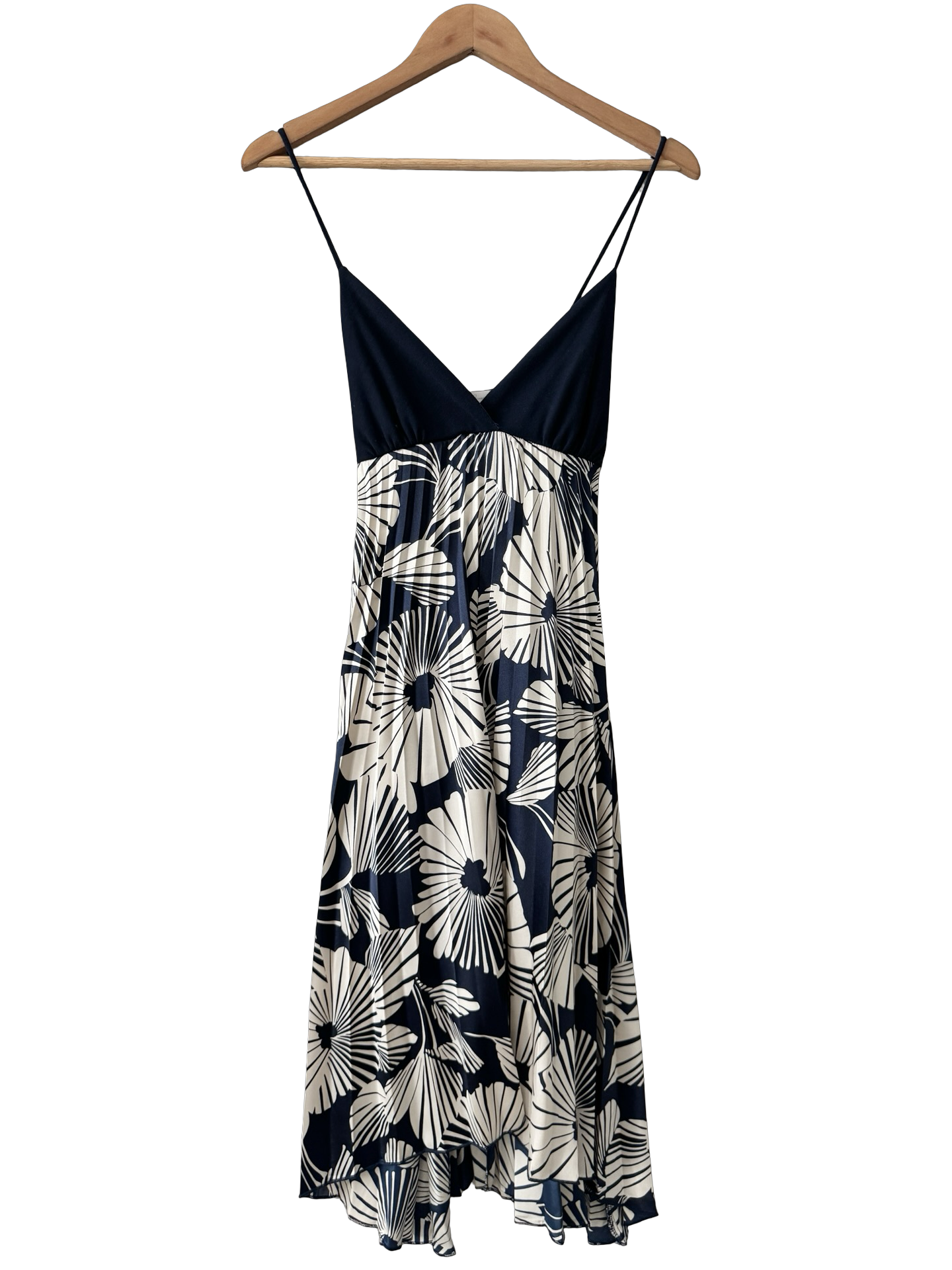 Vintage 90s Navy Floral Contrast Tie Slip Dress (S/M)