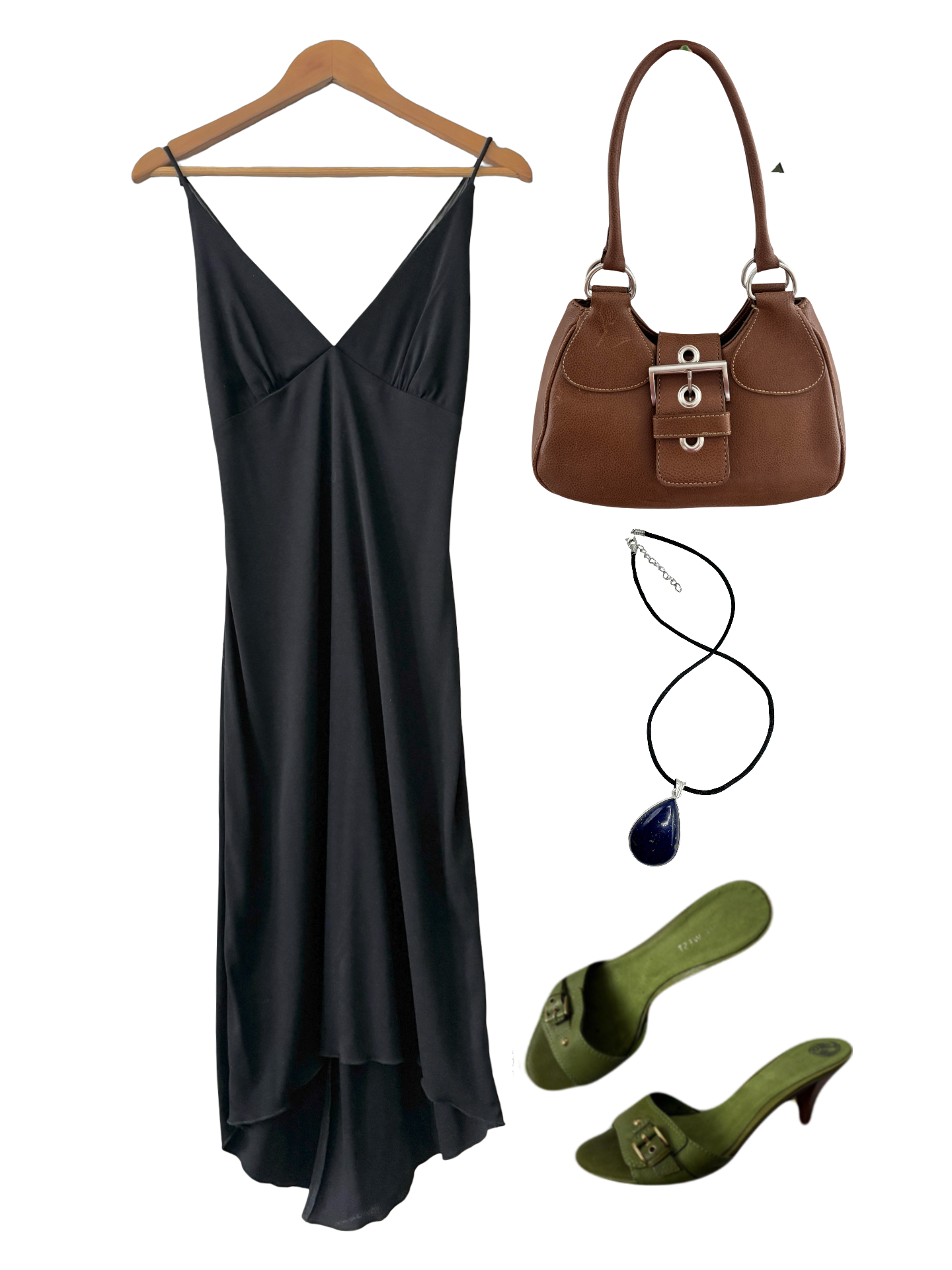 Vintage Y2K Asymmetrical Slip Midi Dress (M)