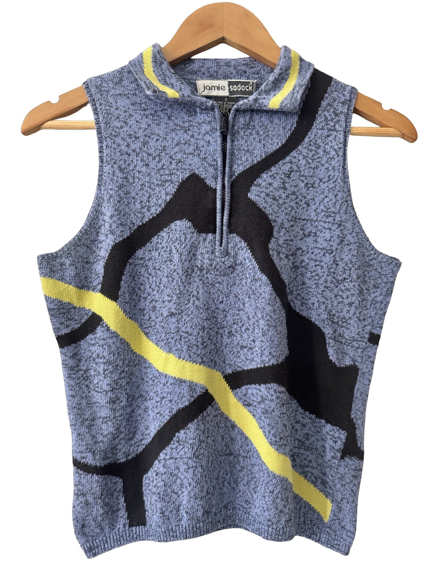 Vintage Jamie Sadock Abstract Knit Zip Tank (S/M)