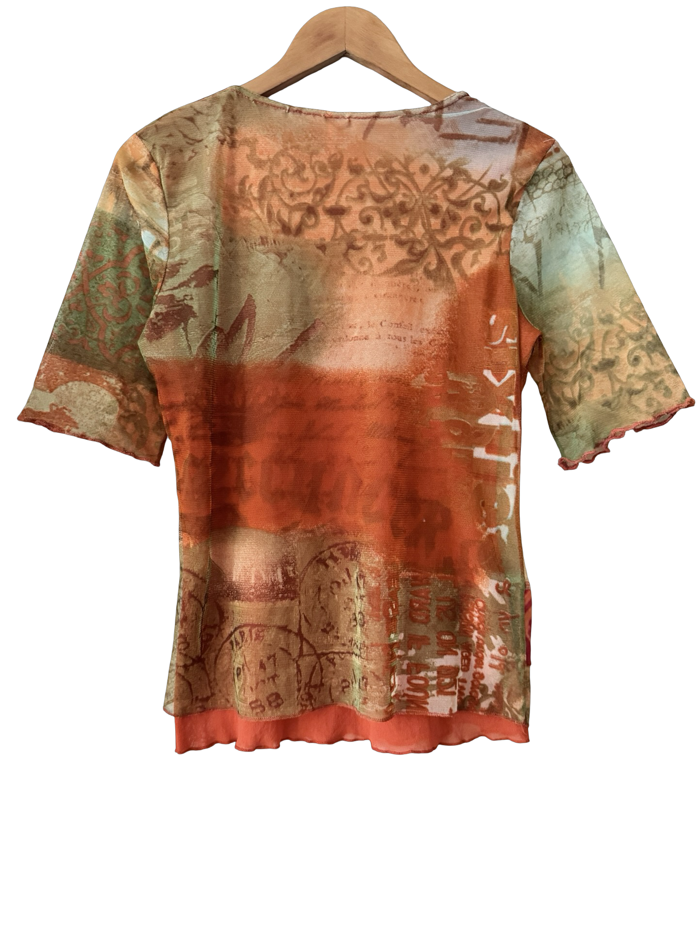 Vintage Y2K French Tangerine Mesh Top (M)