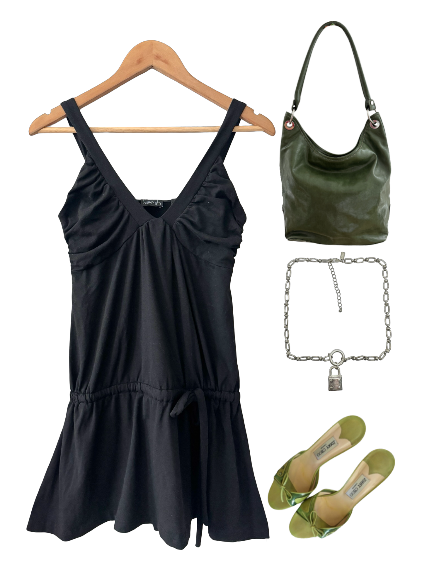 Vintage Y2K Noir Ruched Babydoll Mini Dress (M)