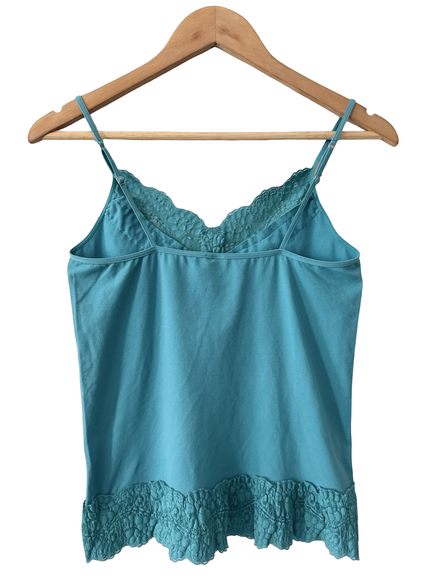 Vintage Y2K Teal Lace Satin Cami (M)