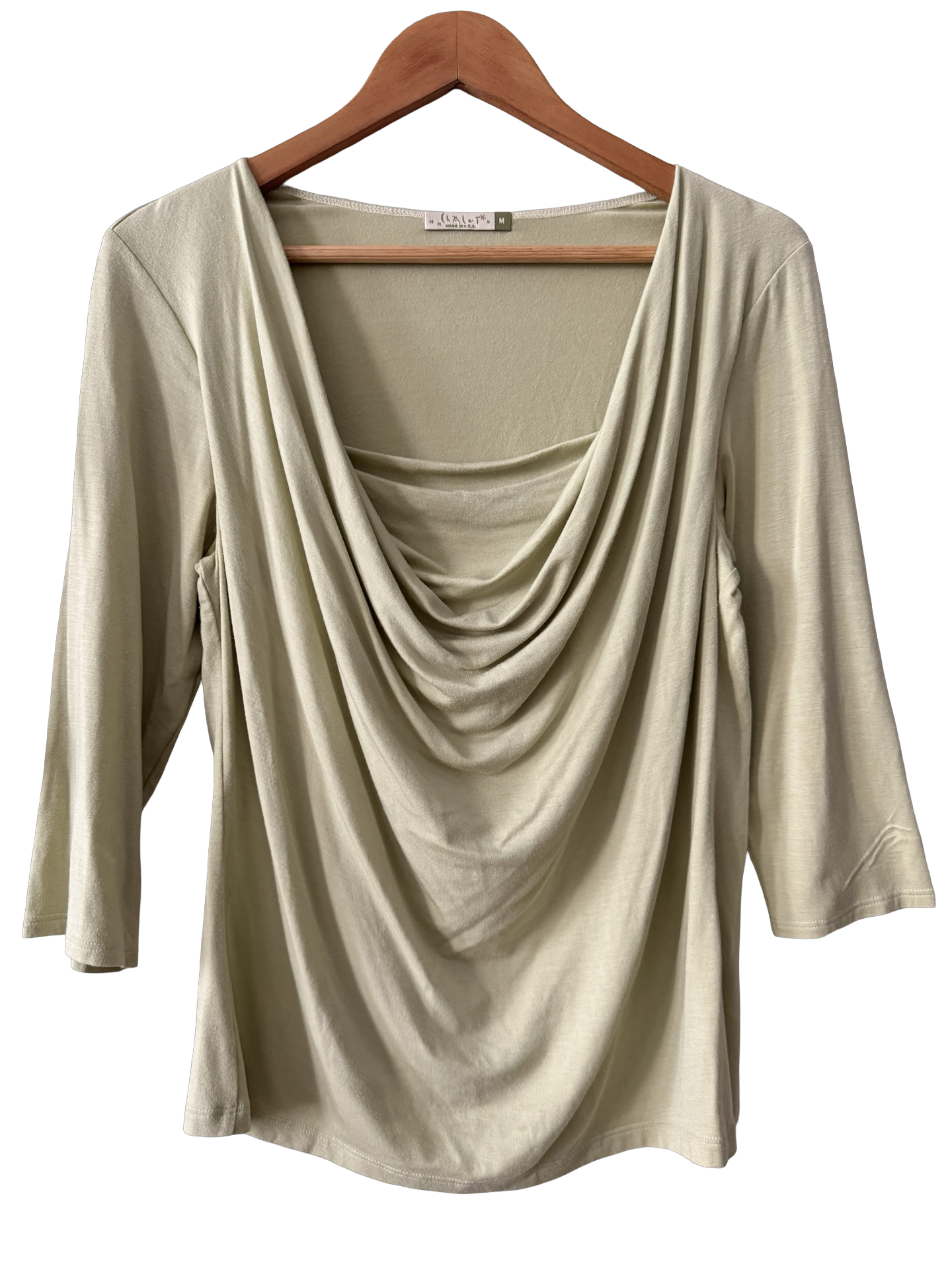 Vintage 90s Pistachio Cowl Neck Draped Top (M/L)
