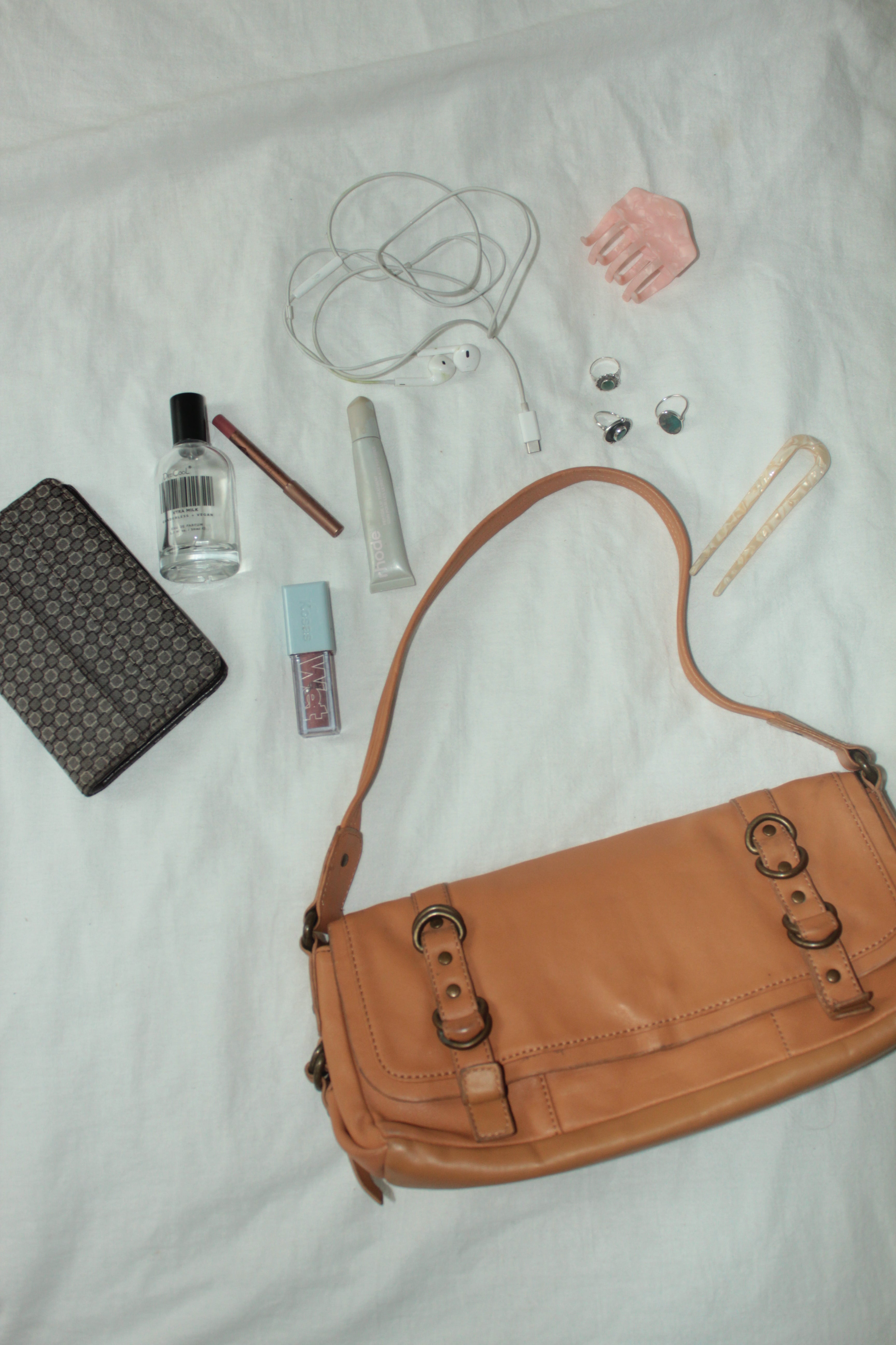 Vintage 90s Tan Leather Buckle Shoulder Purse