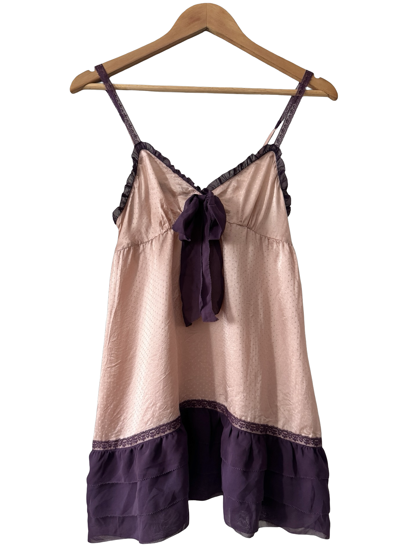 Vintage Y2K French Sugarplum Bow Mini Dress (S)