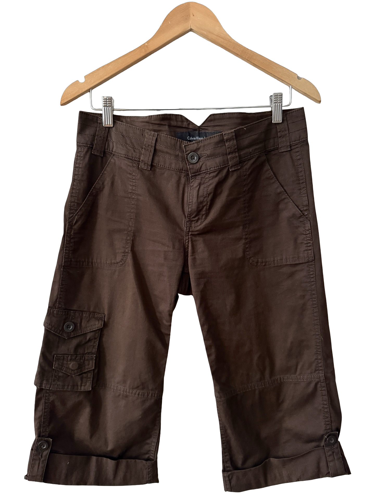 Vintage Y2K Calvin Klein Chocolate Cargo Capris (M)