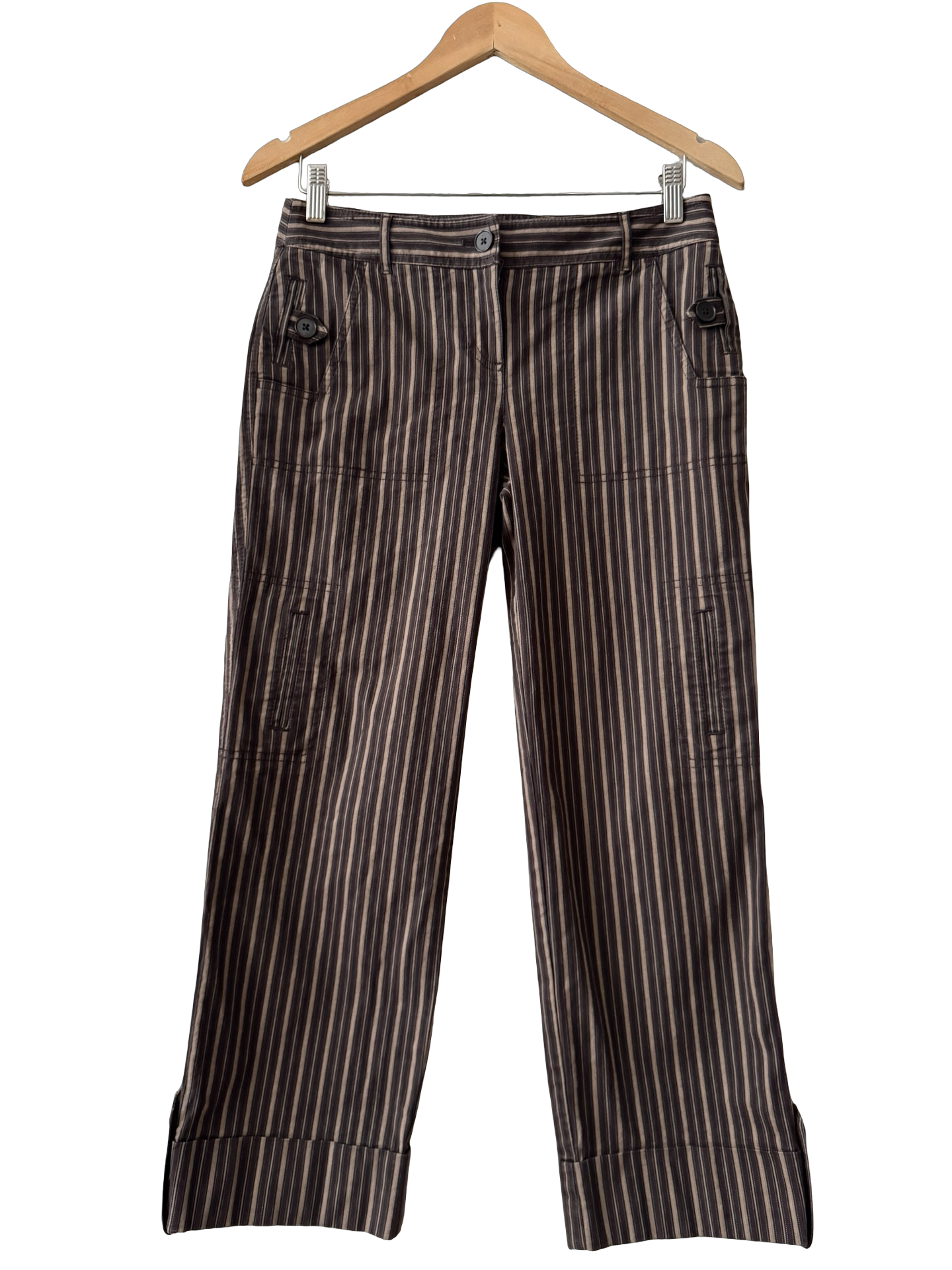 Vintage Y2K Retro Brown Pinstripe Capris (S/M)
