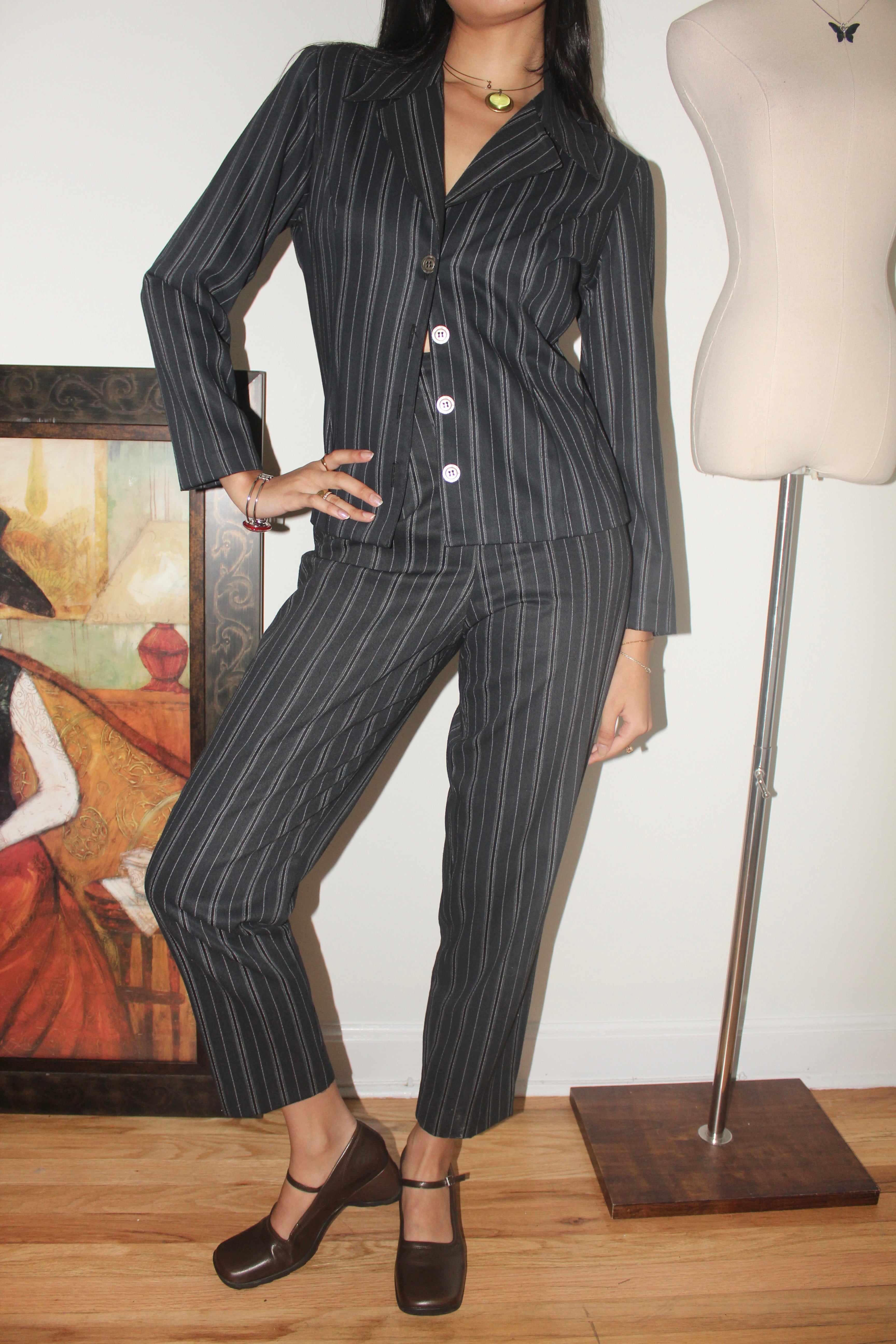 Vintage 90s Retro Striped Twin Set (S)