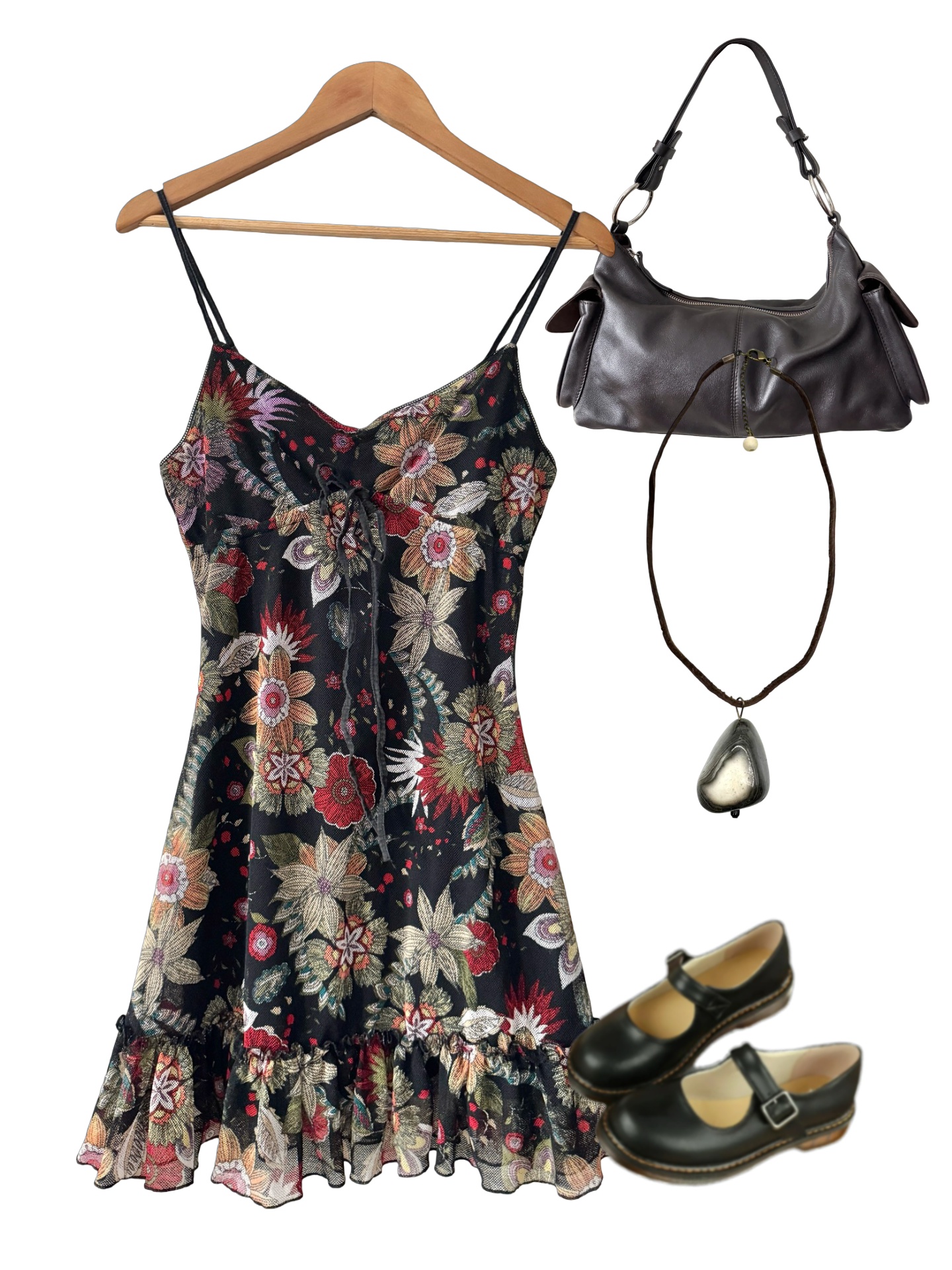 Vintage Y2K Candlelit Florals Mini Dress (M)