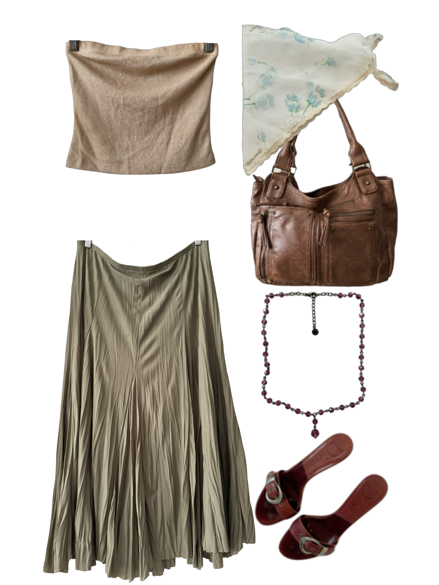 Vintage 90s Olive Poetry Pleated Skirt (L/XL)