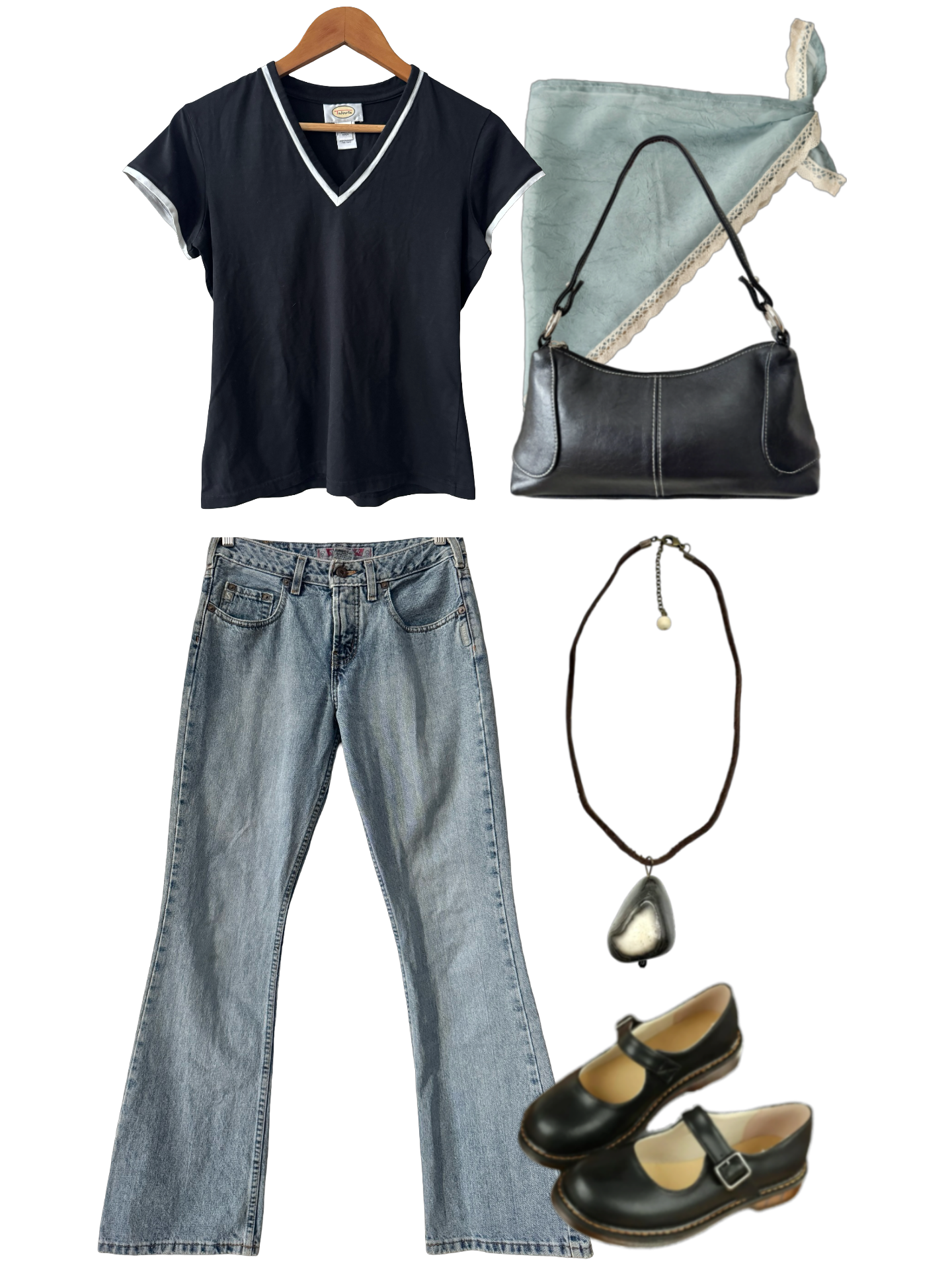 Vintage Y2K Midnight Varsity V Neck Baby Tee (M)