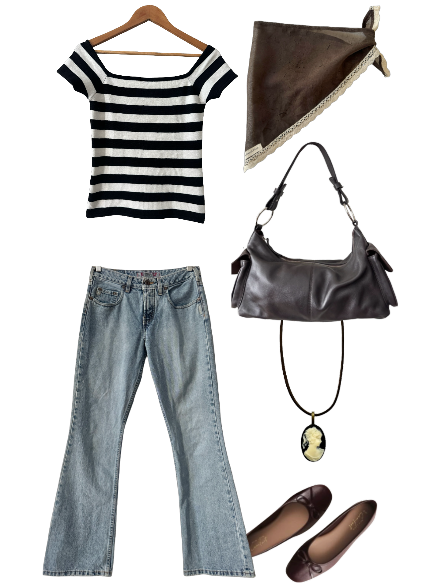 Vintage 90s French Girl Striped Boatneck Top (S/M)