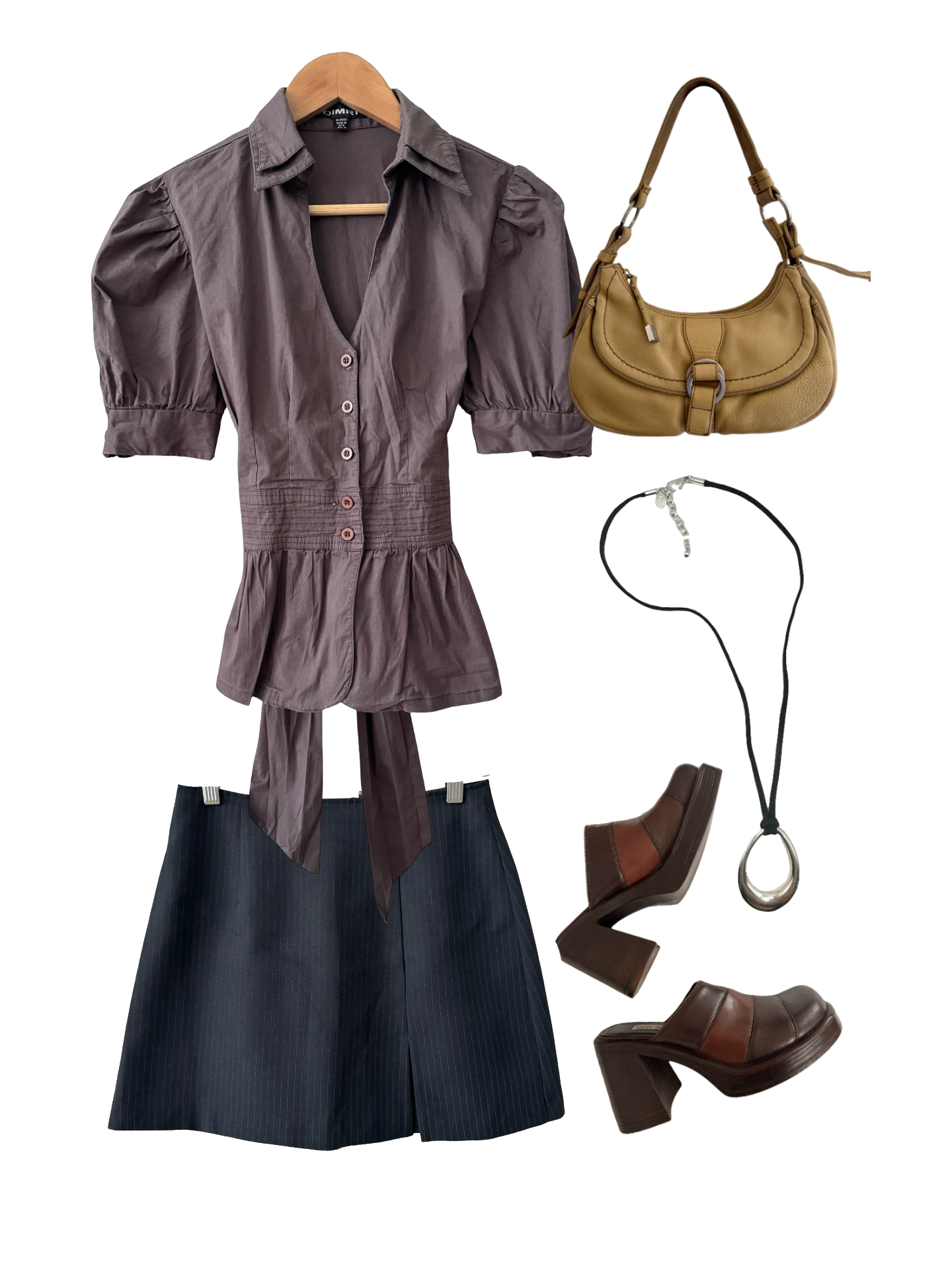 Vintage 90s Charcoal Tailored Belted Suit Top (S/M)