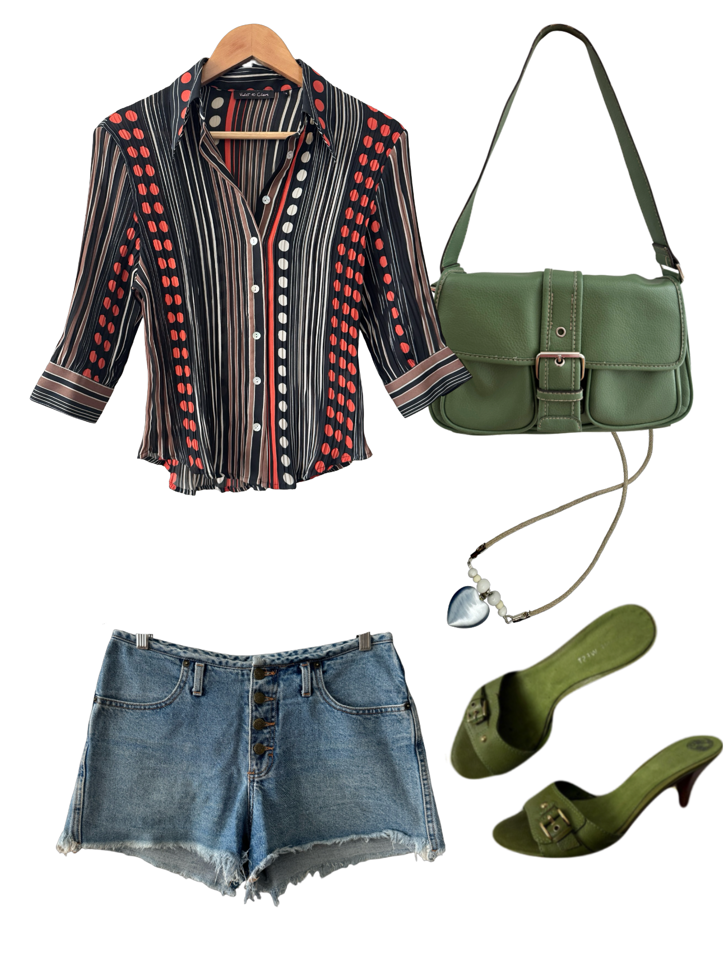 Vintage Y2K Pop Art Stripe Blouse (M)