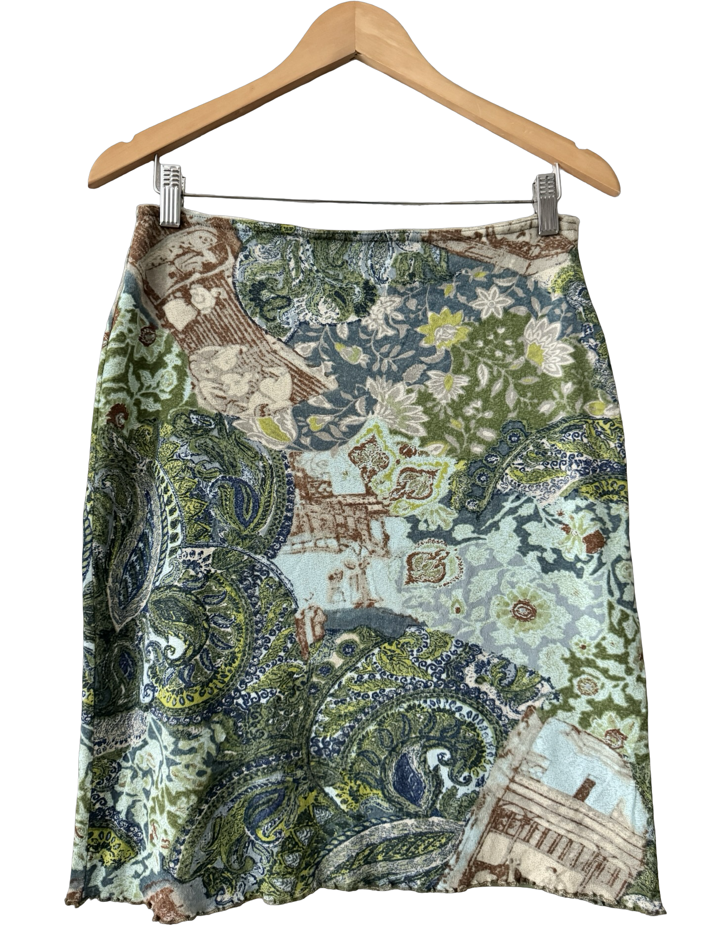 Vintage Y2K Mediterranean Paisley Midi Skirt (M)
