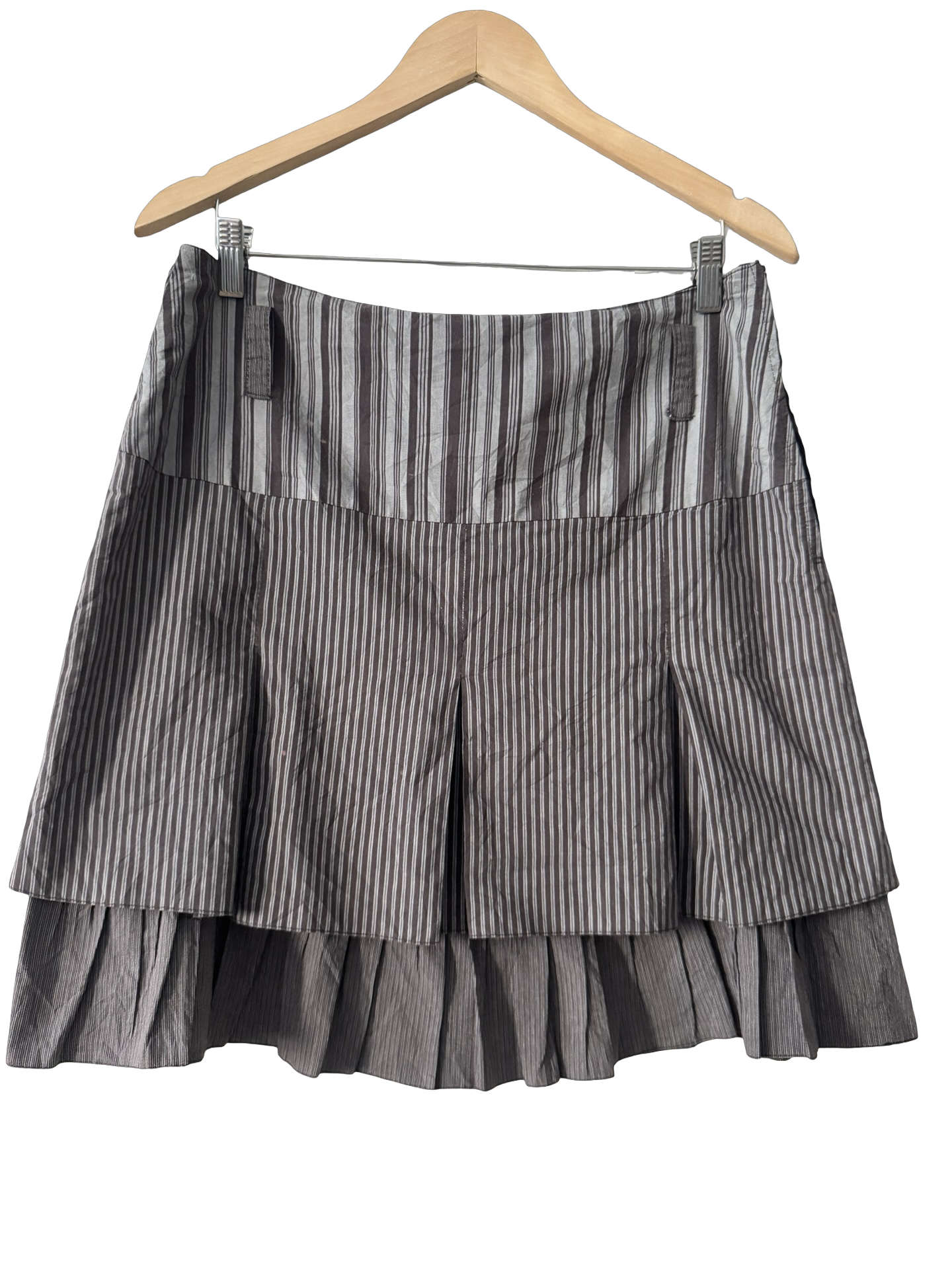 Vintage Y2K French Indie Striped Midi Skirt (M)