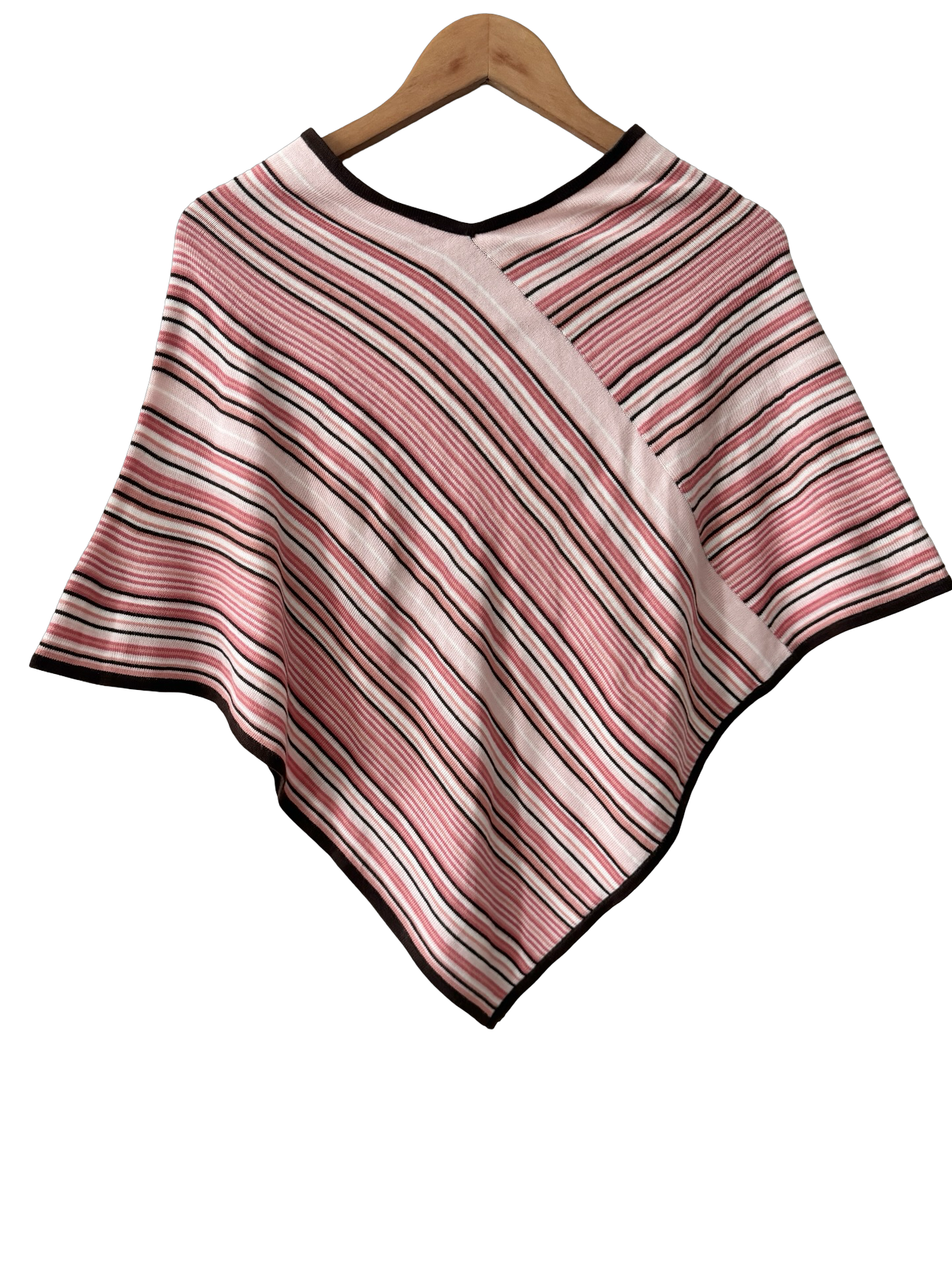 Vintage Y2K Pink Striped Knit Poncho Top (one size)