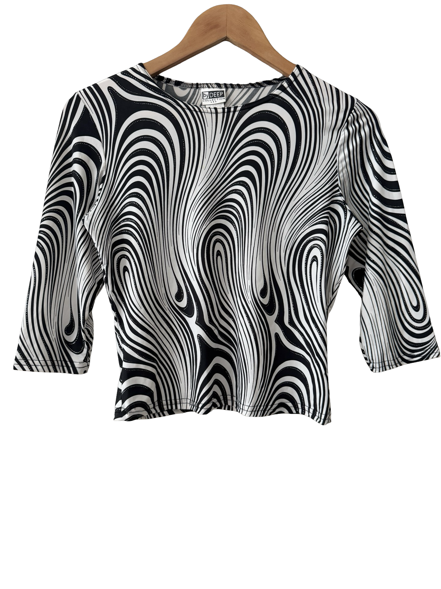 Vintage 90s Monochrome Swirl Knit Top (M)