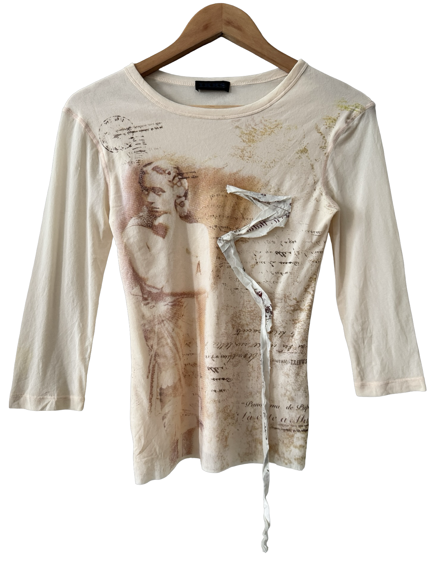 Vintage Y2K French Graphic Gauzy Top (S/M)