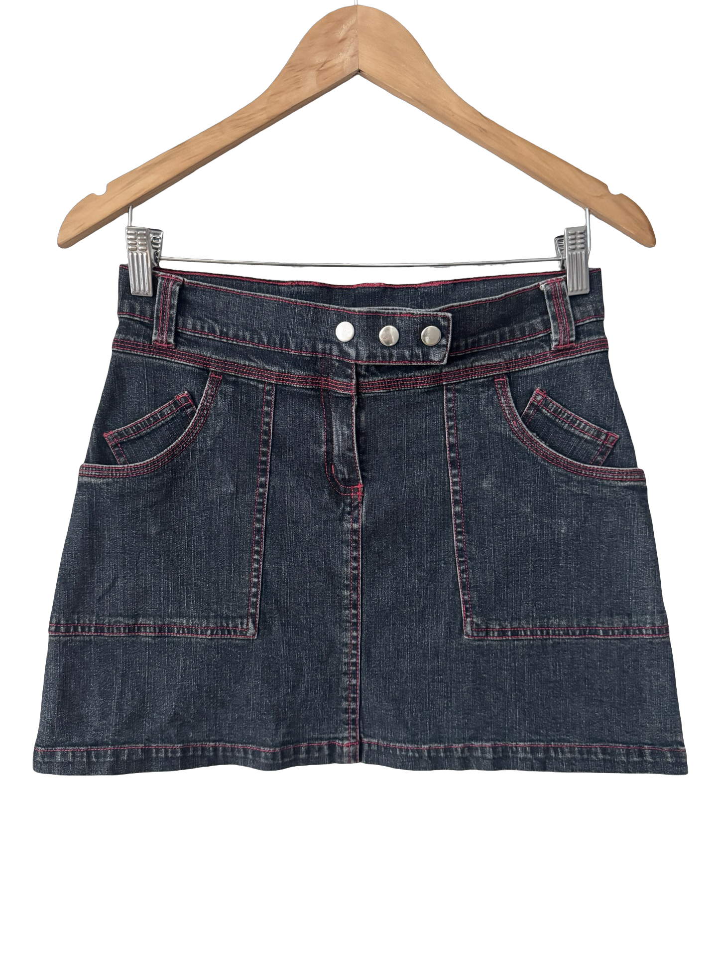 Vintage Y2K Rebel Stitch Denim Mini Skirt (S/m)