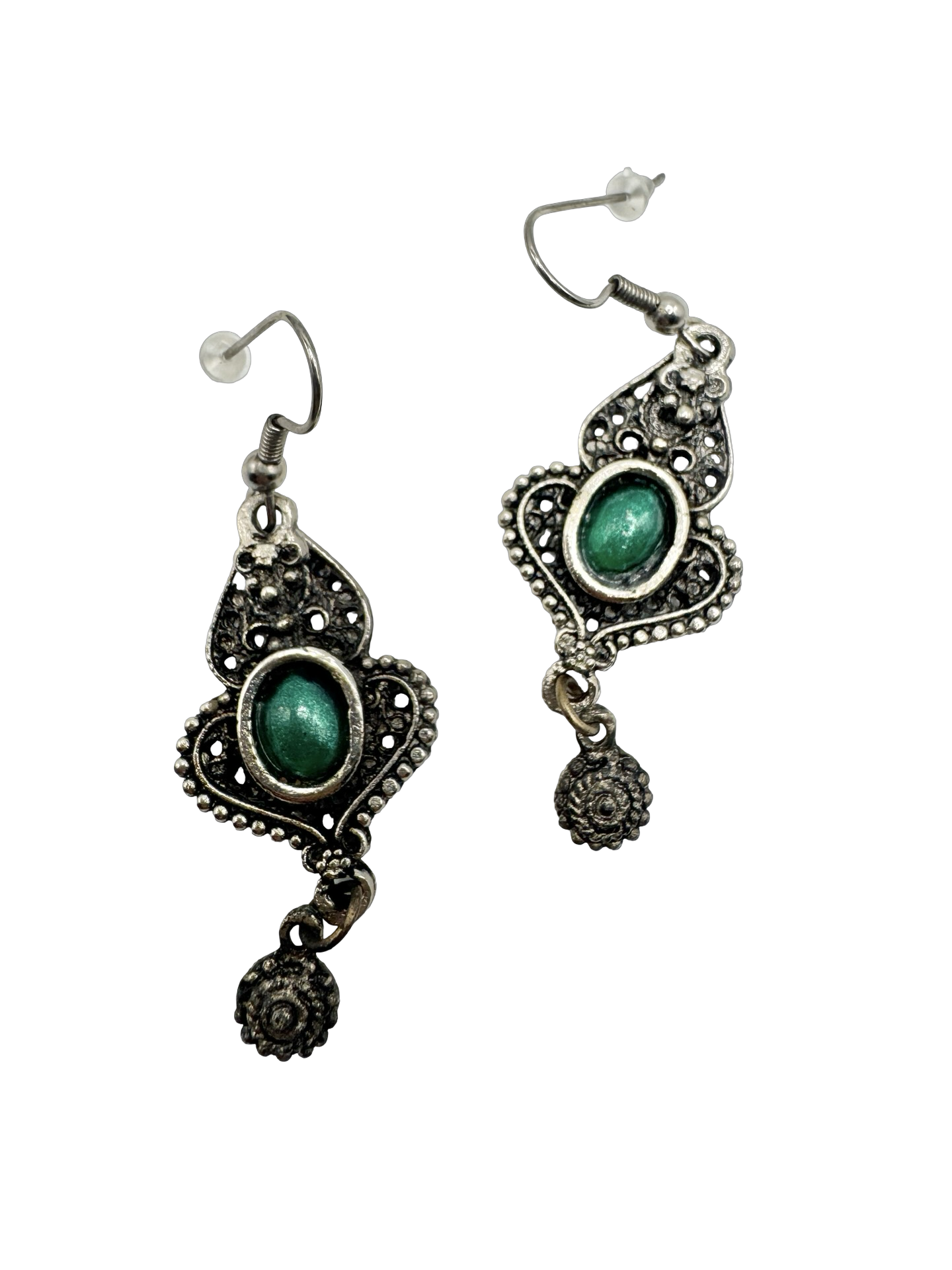 Vintage 90s Emerald Filigree Earrings