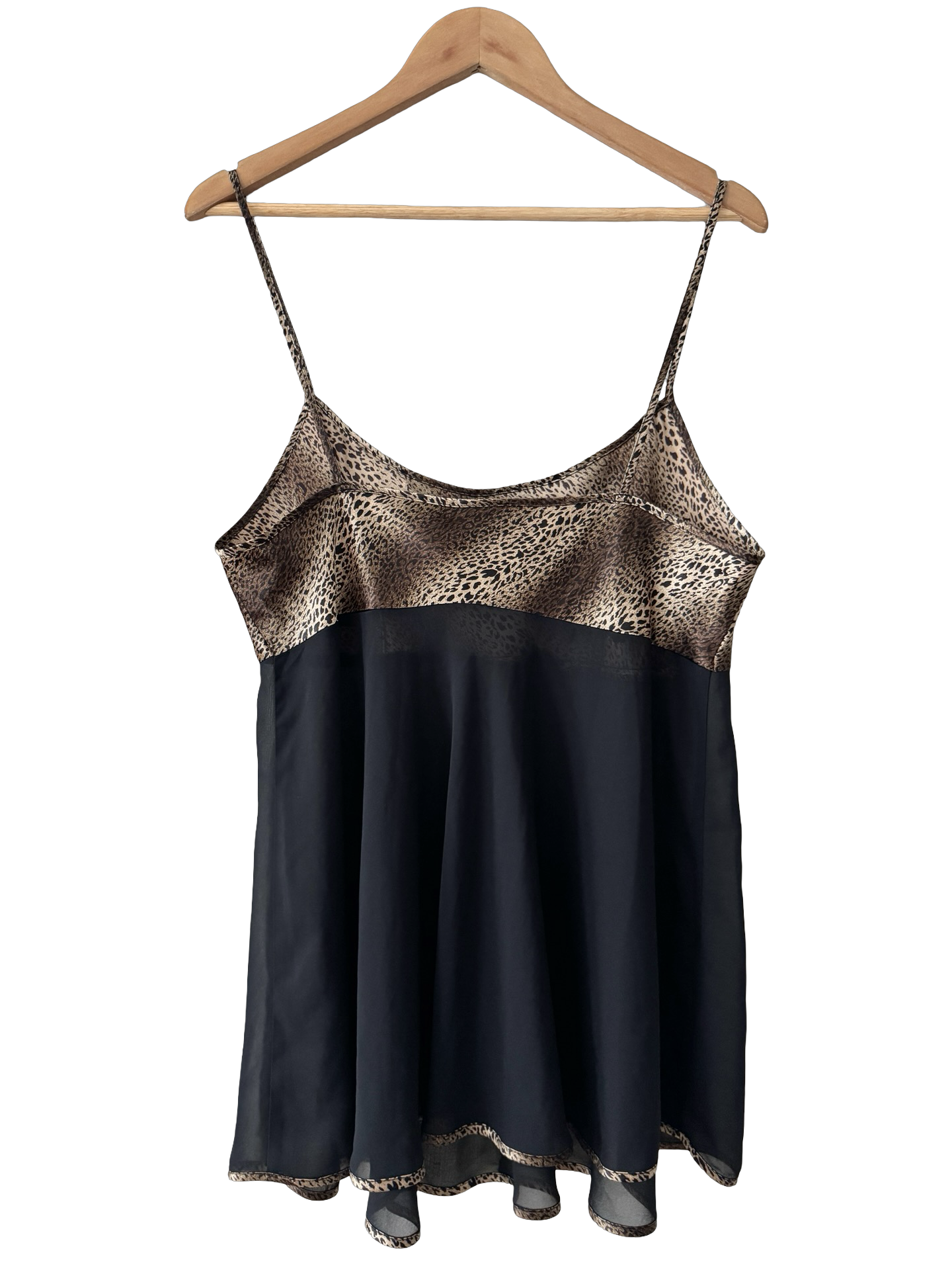 Vintage Y2K Leopard Mesh Fringe Cami Top (L-XL)