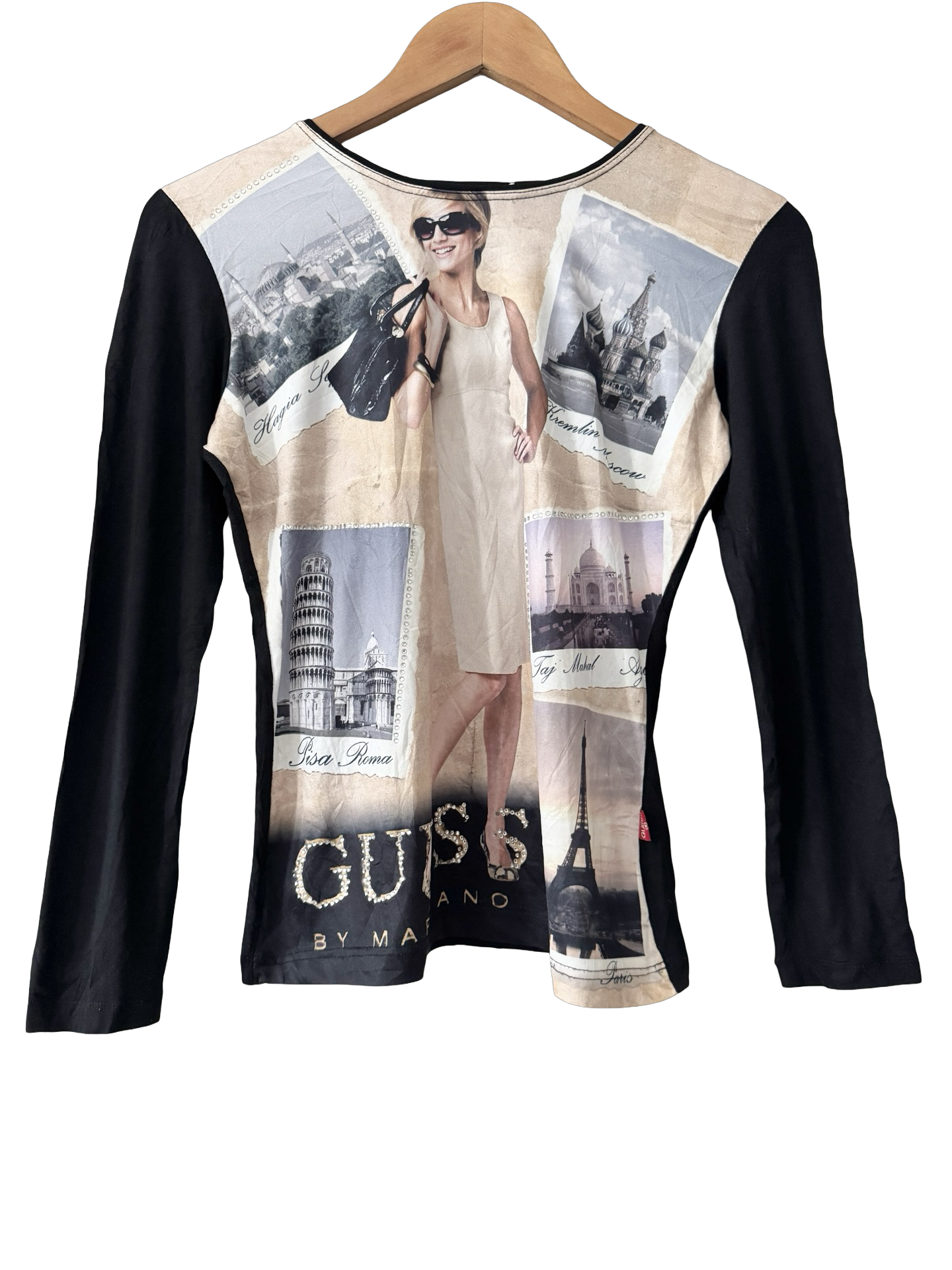 Vintage Y2K GUESS Postcards from Europe Graphic Top (M)