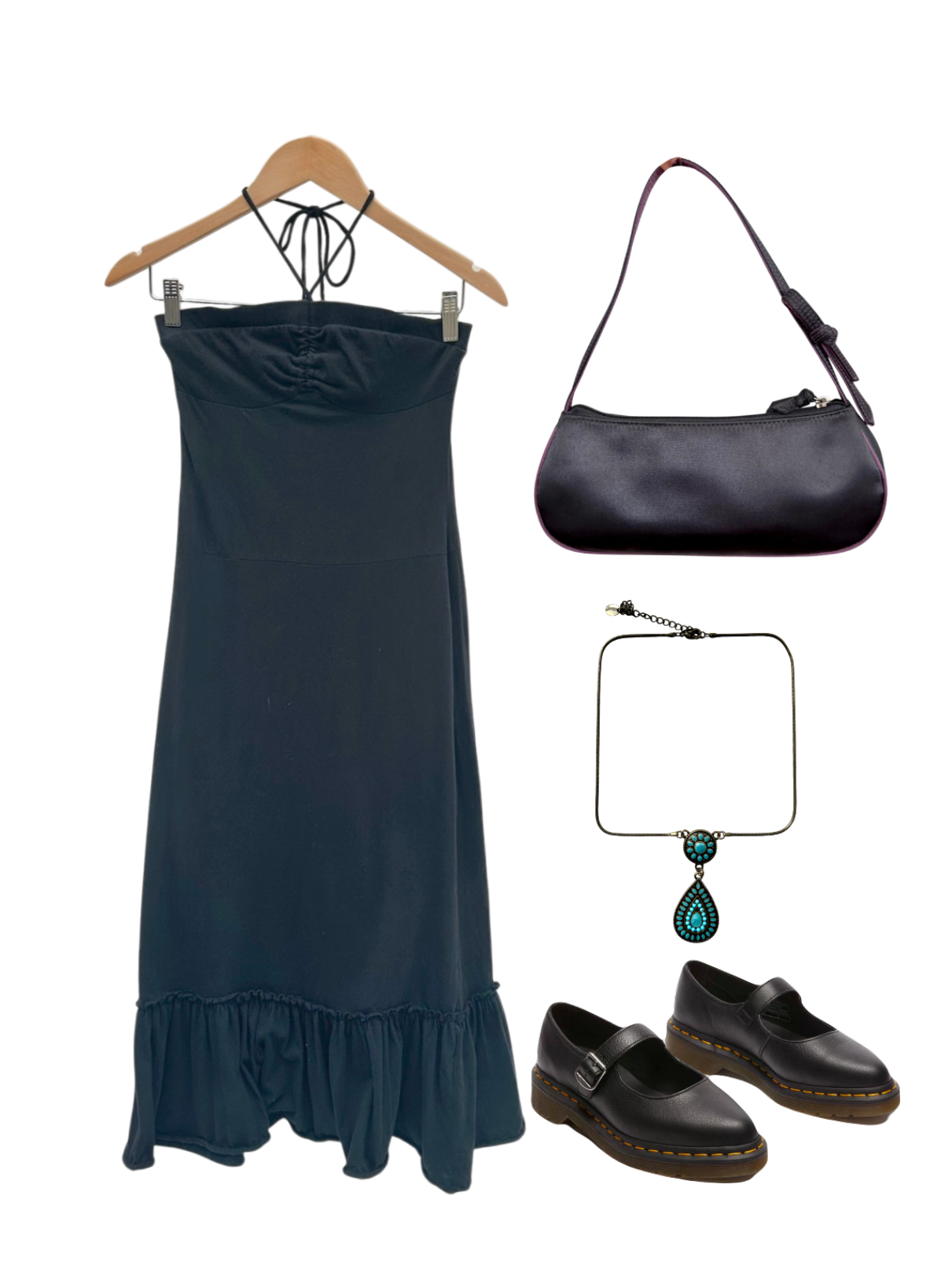 Vintage 90s Ruched Halter CottonMidi Dress (M)