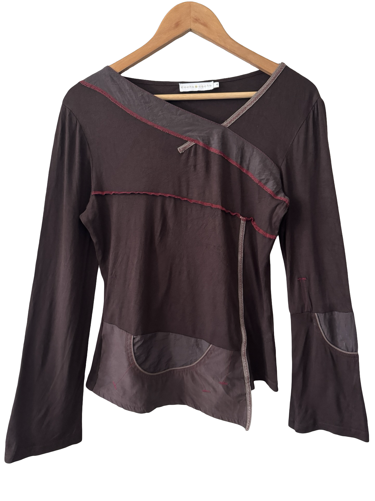 Vintage Y2K French Cache Cache Merlot Atelier Top (M-L)