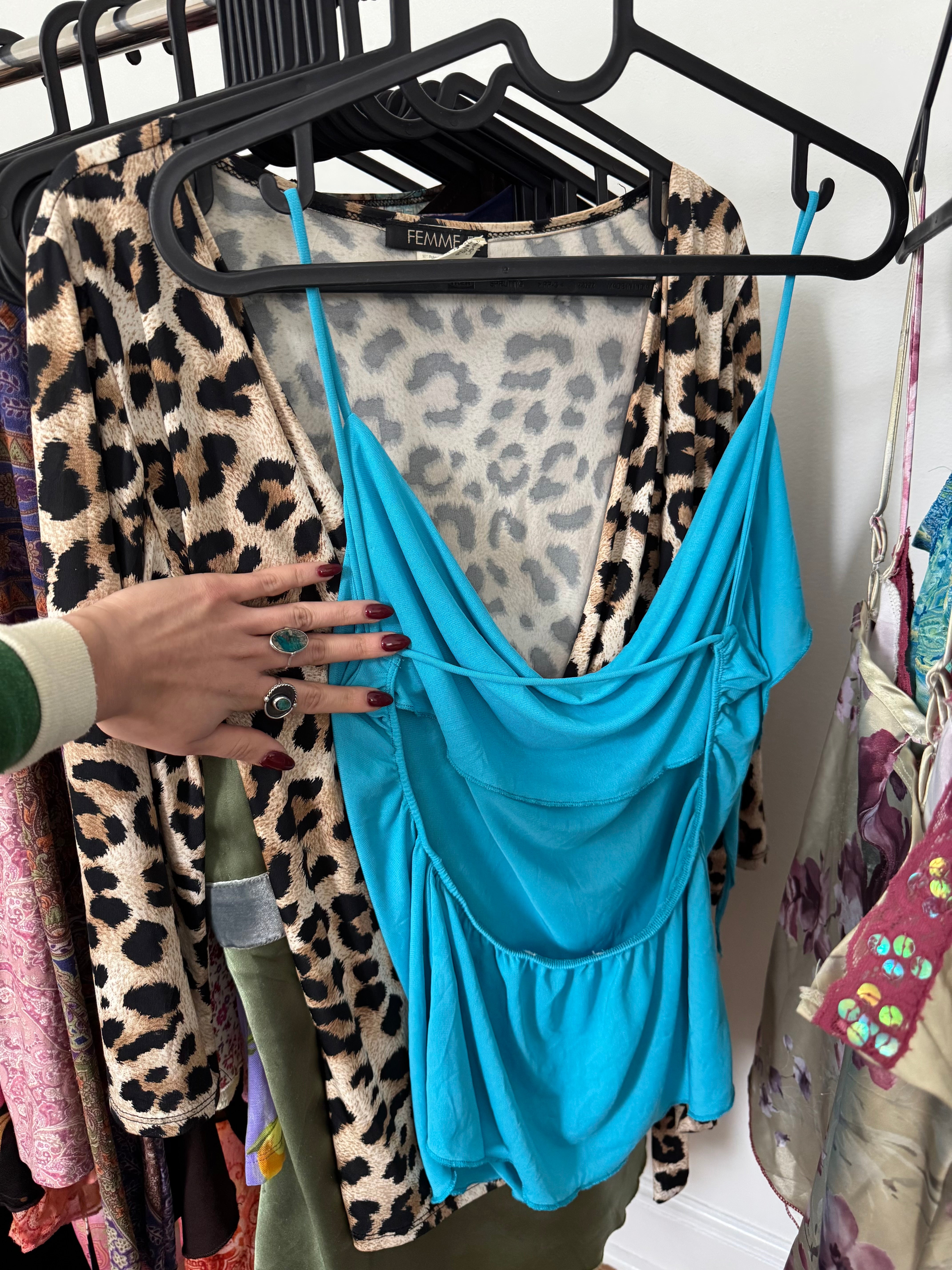 Vintage Y2K Aqua Siren Draped Cami (S)