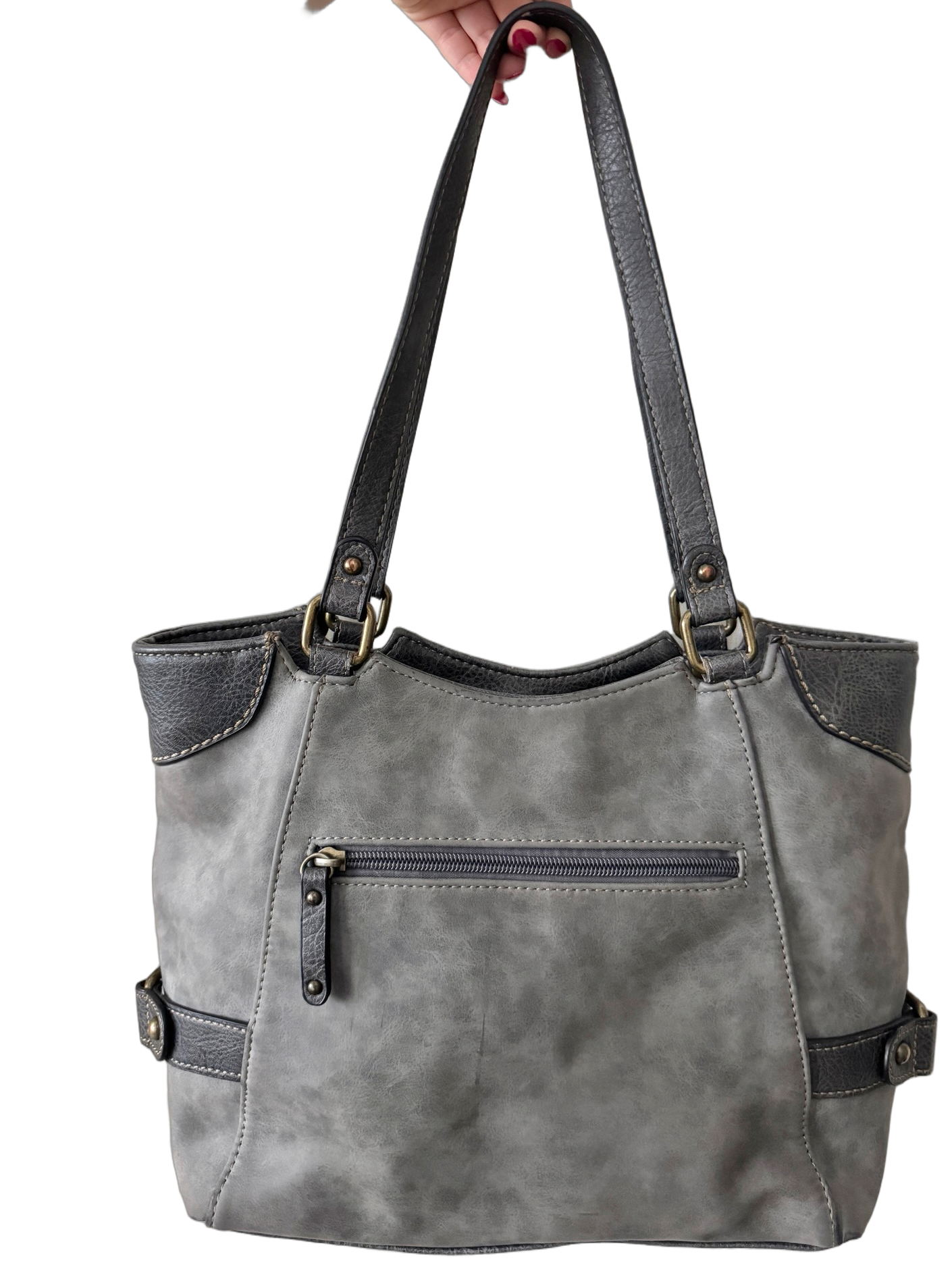 Vintage Y2K Storm Grey Whipstitch Tote