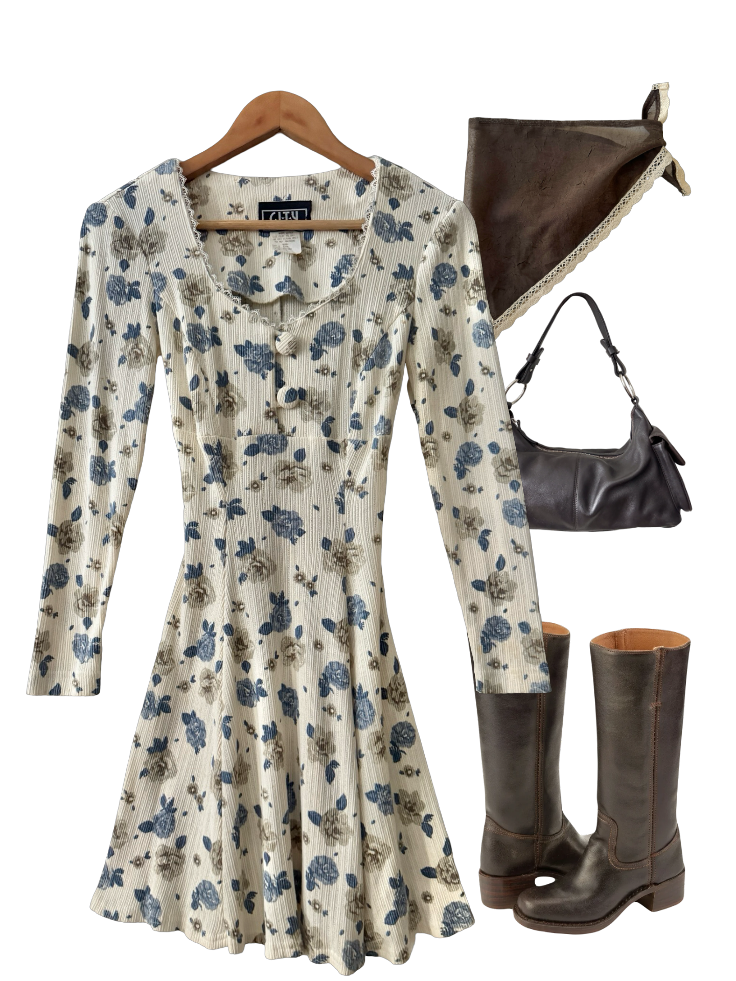 Vintage 80s Prairie Garden Babydoll  Dress (S/M)