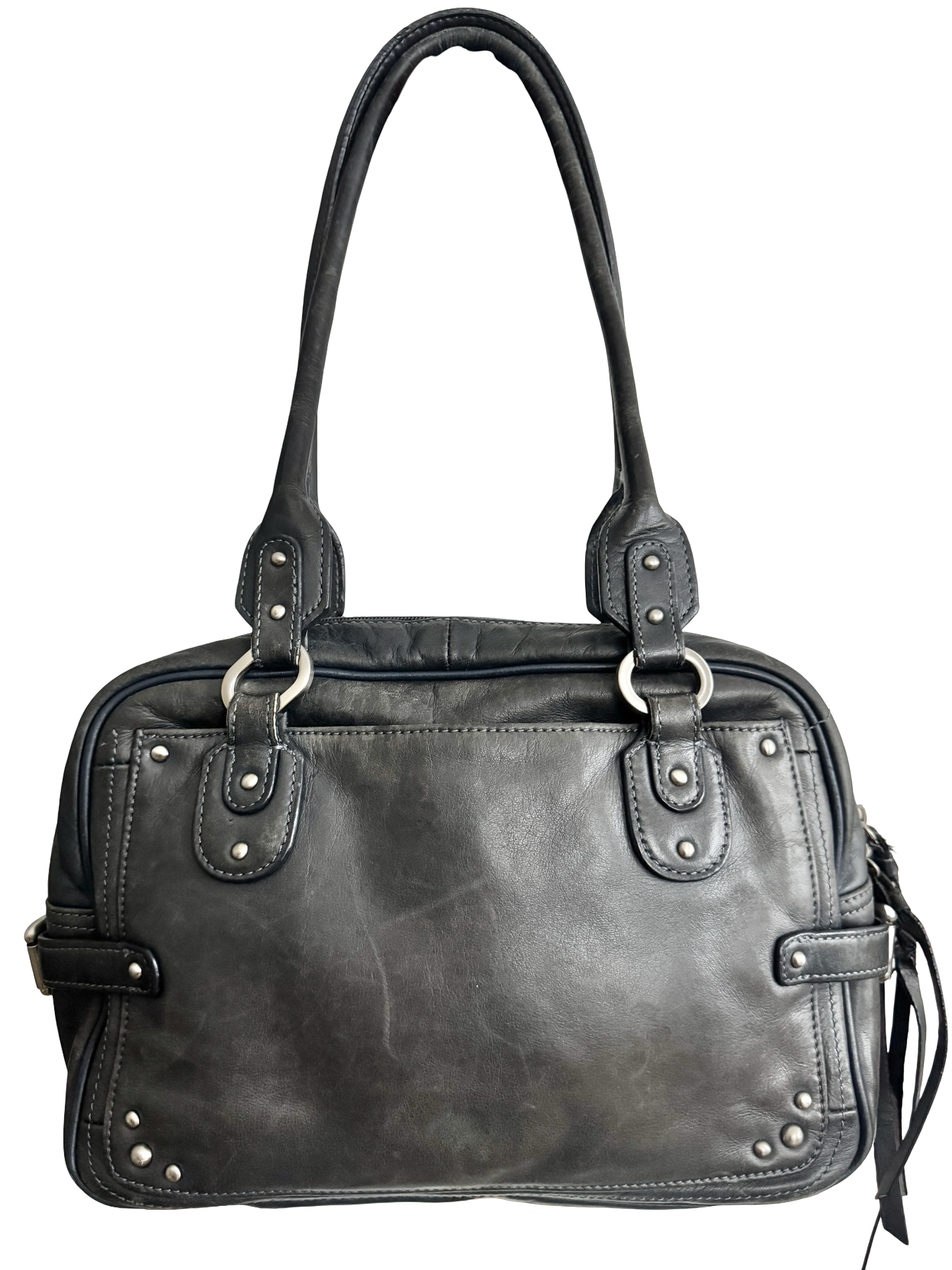 Vintage Y2K Downtown Studded Leather Bowler Bag