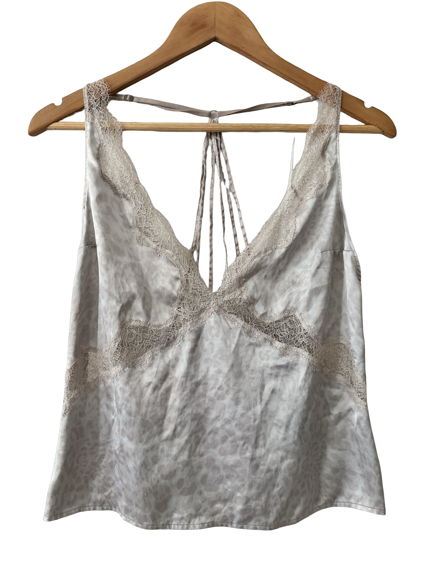 Vintage Victoria's Secret Dove Satin Leopard Lace Cami (M/L)