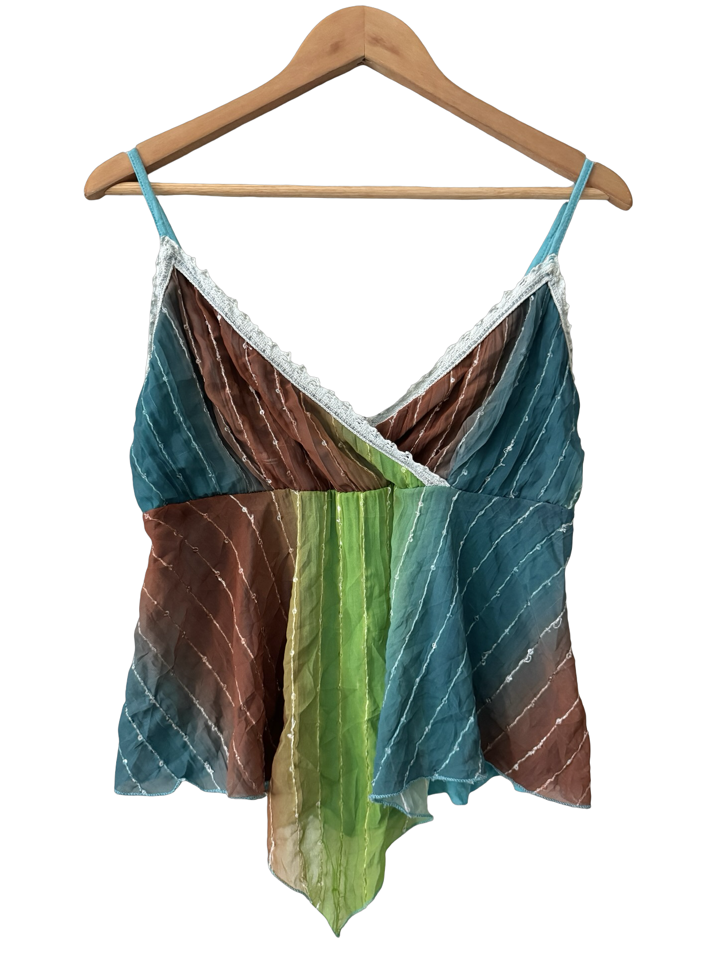 Vintage Y2K Parisian Patchwork Handkerchief Cami (M)