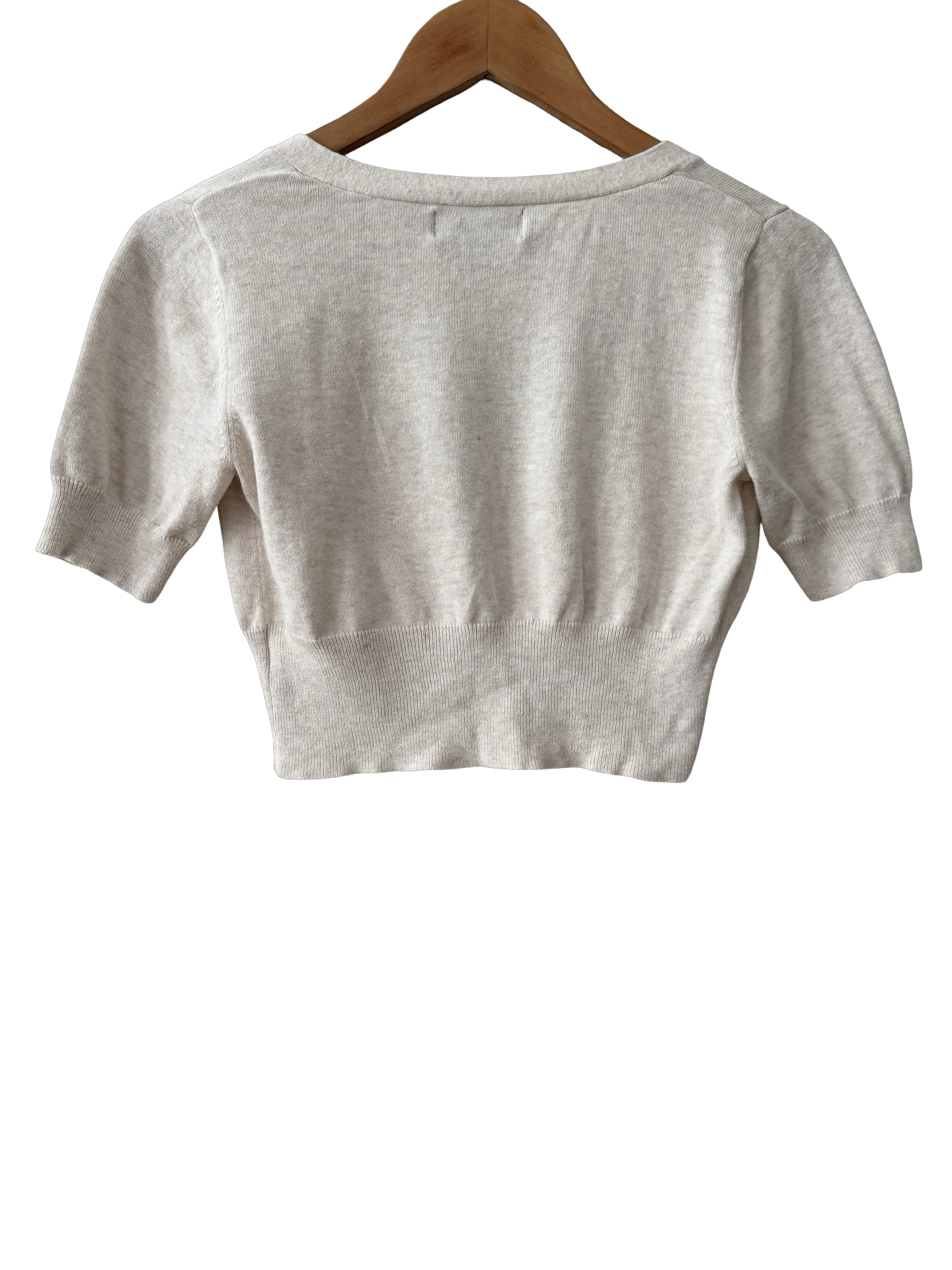 Vintage Y2K Cream Cropped Knit Top (S)