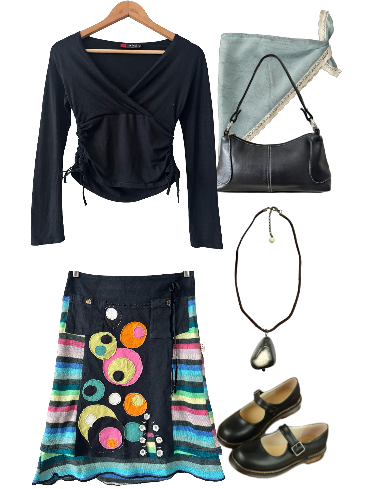 Vintage Y2K Indie Spanish Mixed Media Midi Skirt (S)