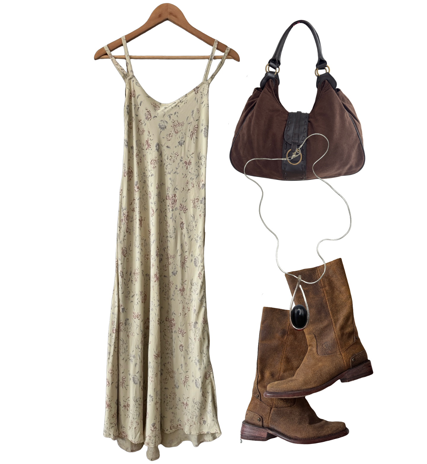 Vintage Soft Meadow Peasant Maxi Dress (S/M)