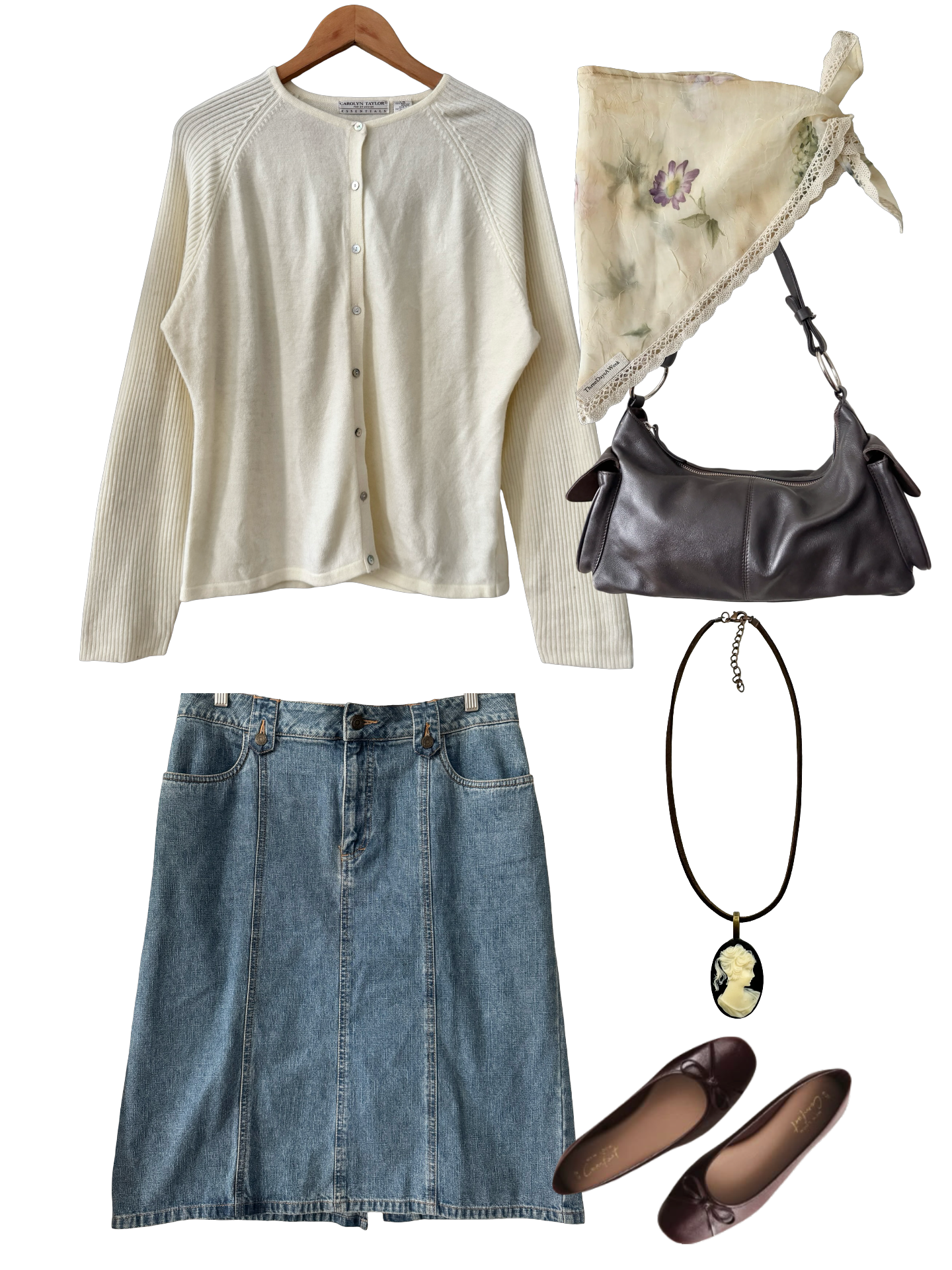 Vintage 90s Ivory Cream Ribbed Knit (L)