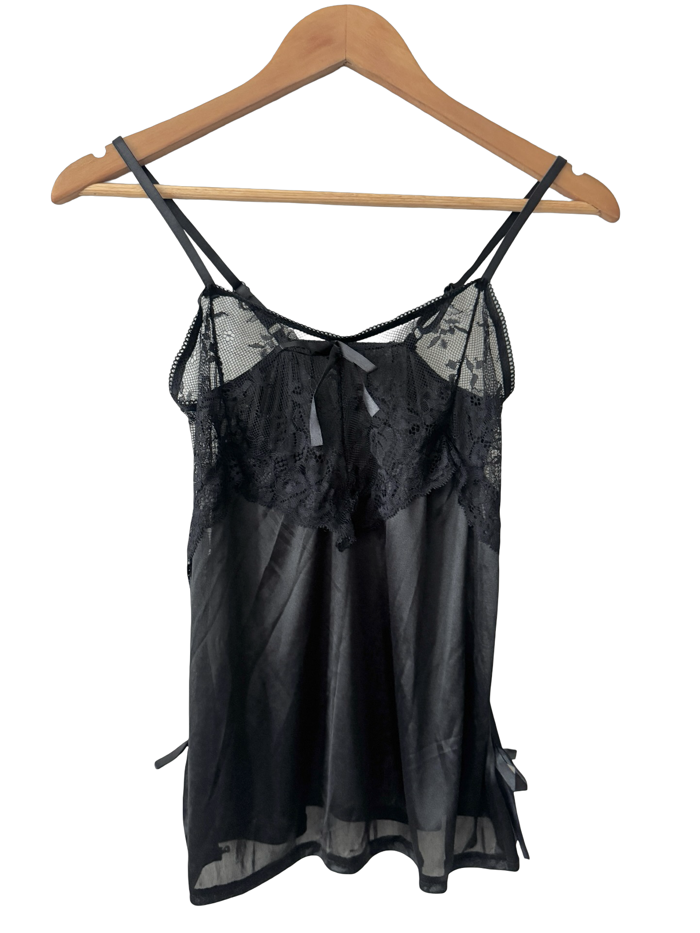 Vintage 90s Black Lace Sheer Cami (S)