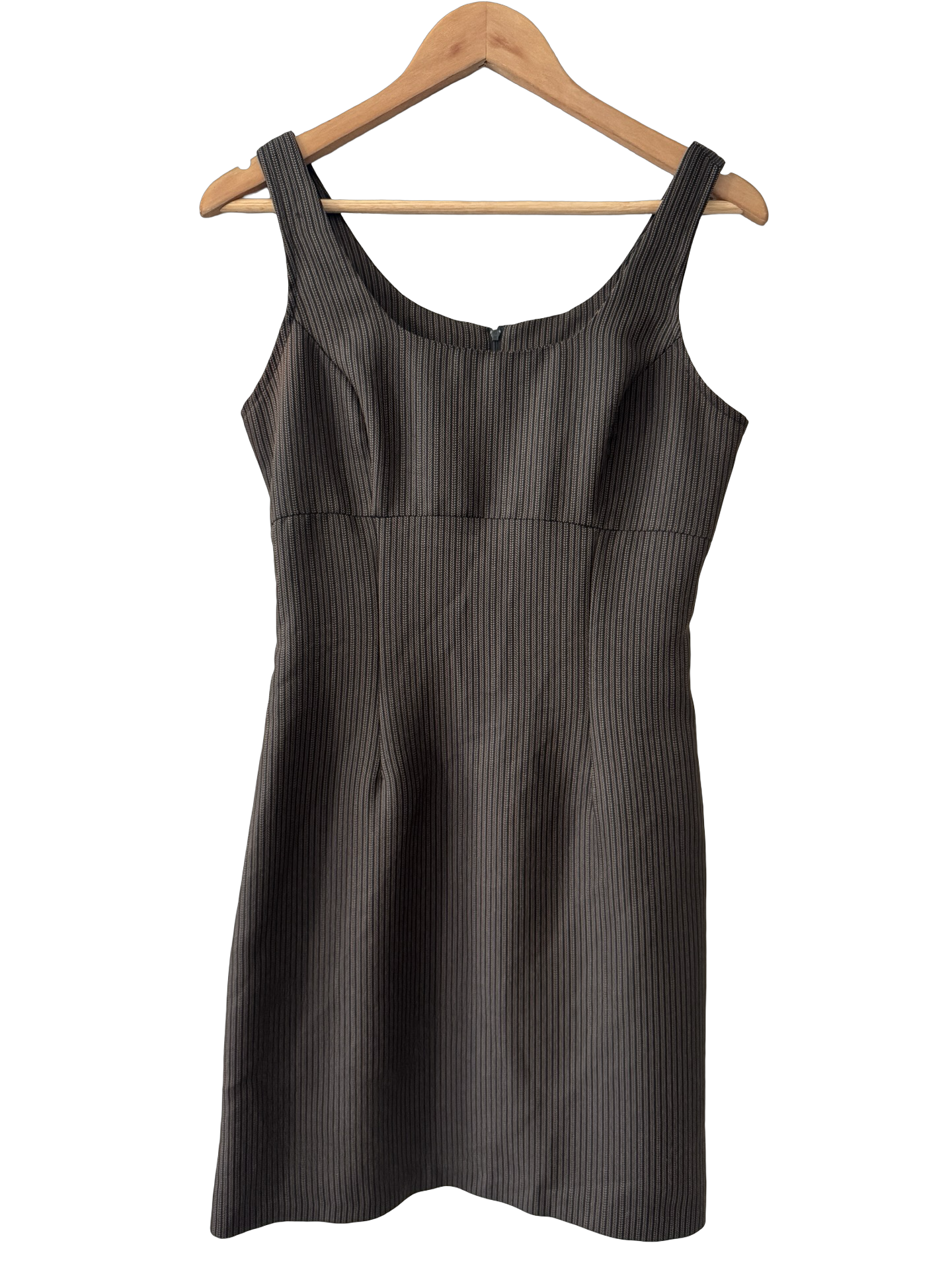 Vintage Y2K Espresso Pinstripe Mini Dress (S-M)