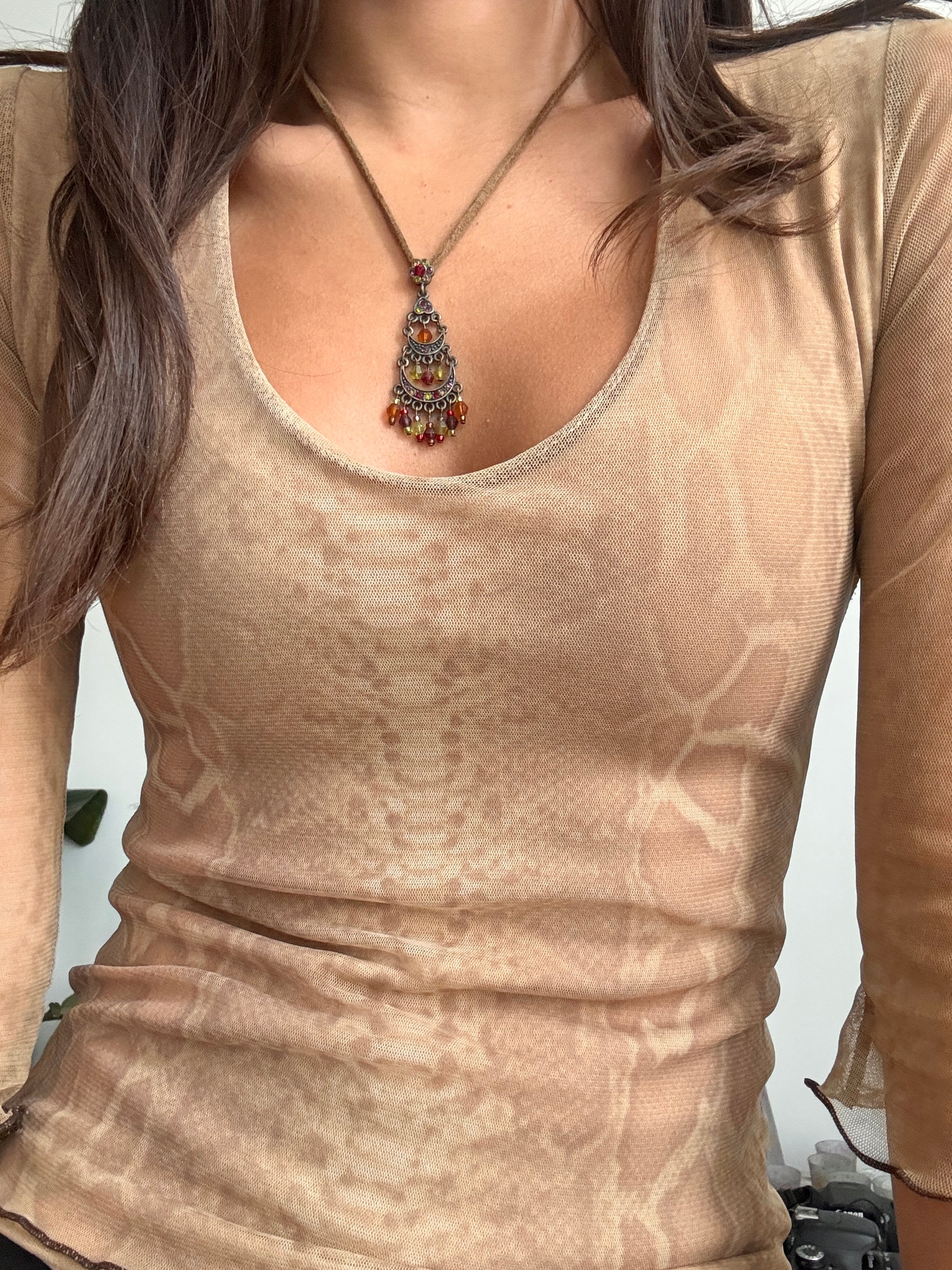 Vintage Y2K Boho Chandelier Pendant Necklace
