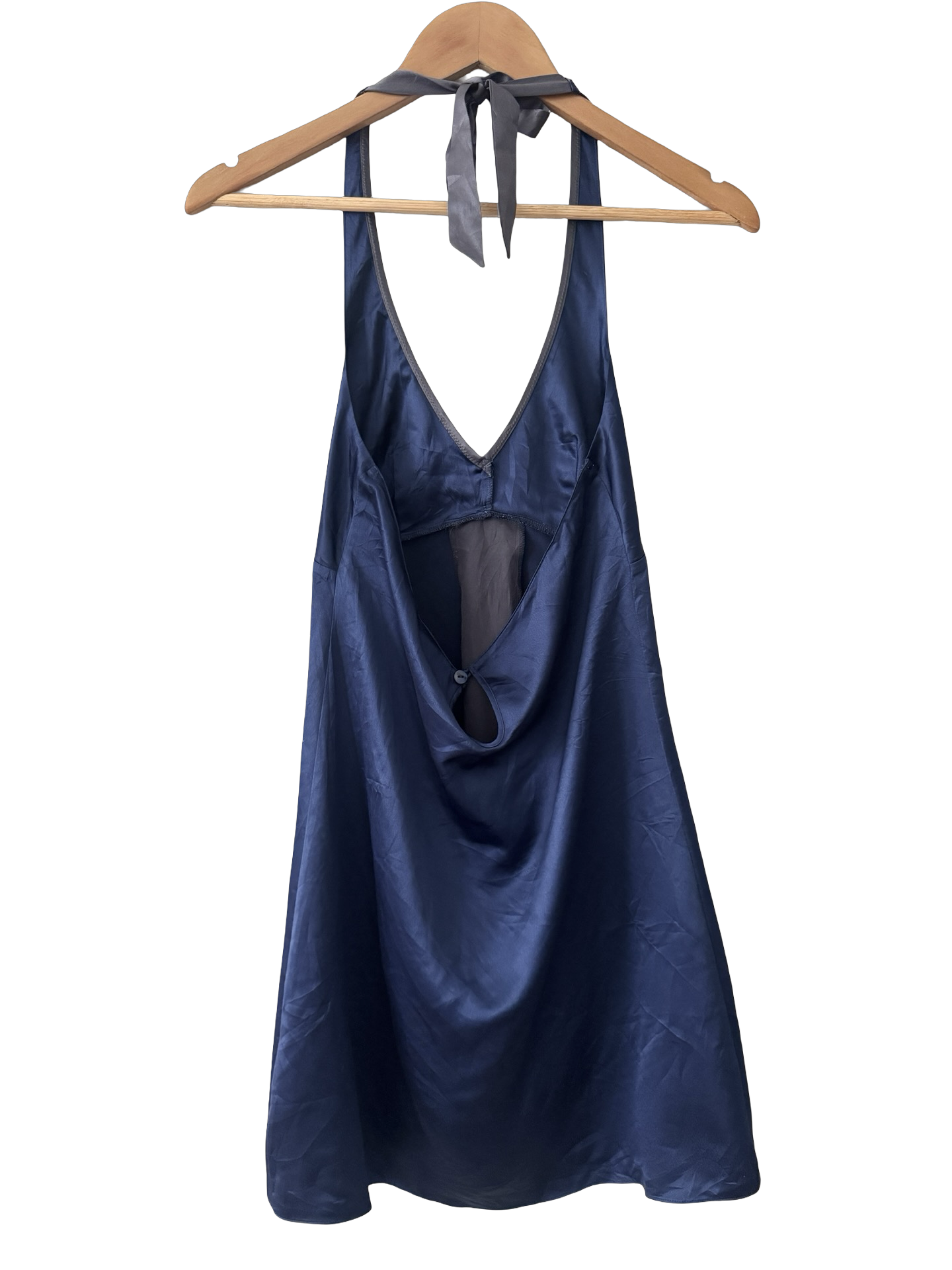 Vintage Y2K Midnight Bow Satin Halter Mini Dress (S/M)