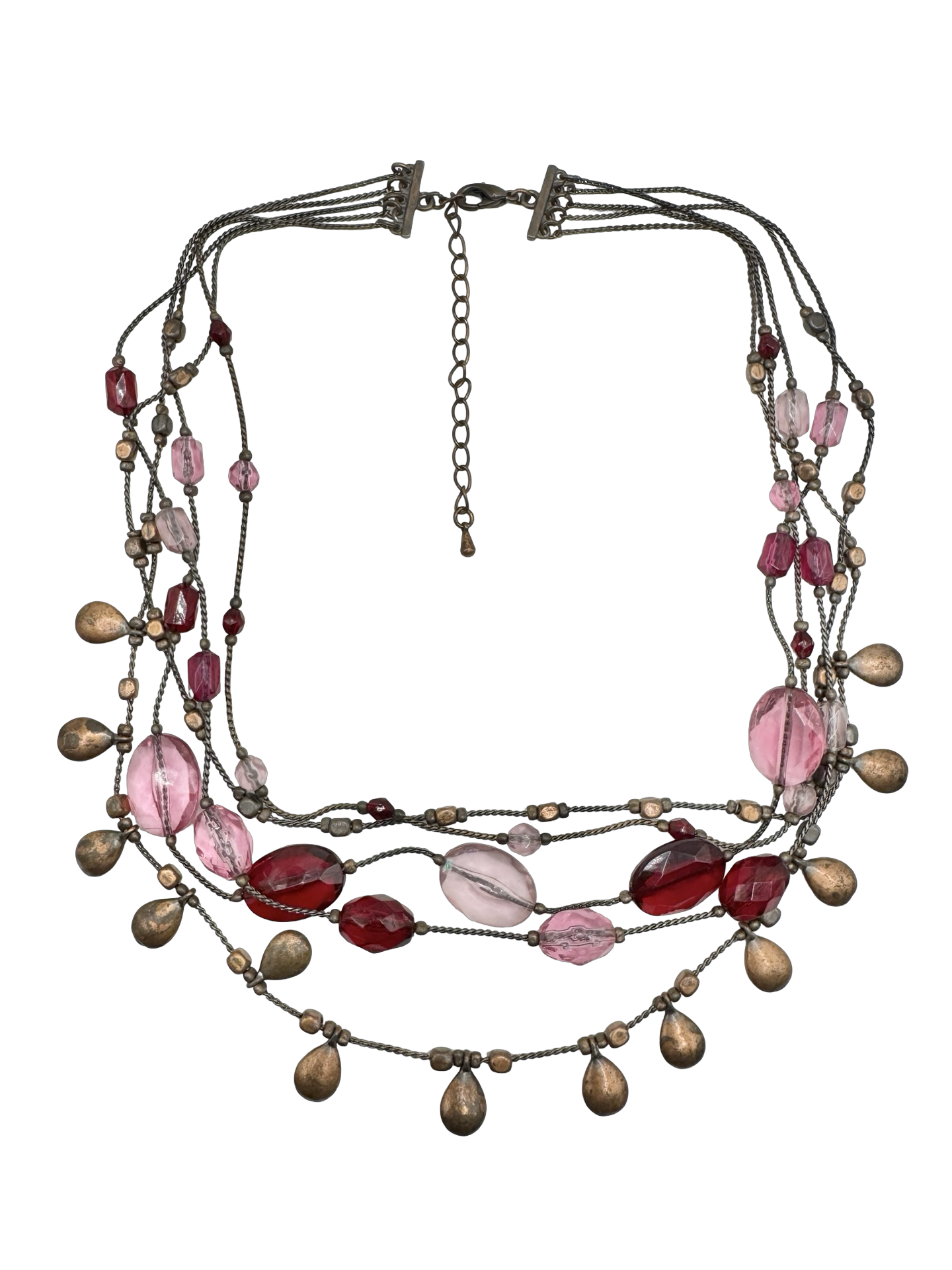 Vintage Pink Crystal Layer Necklace
