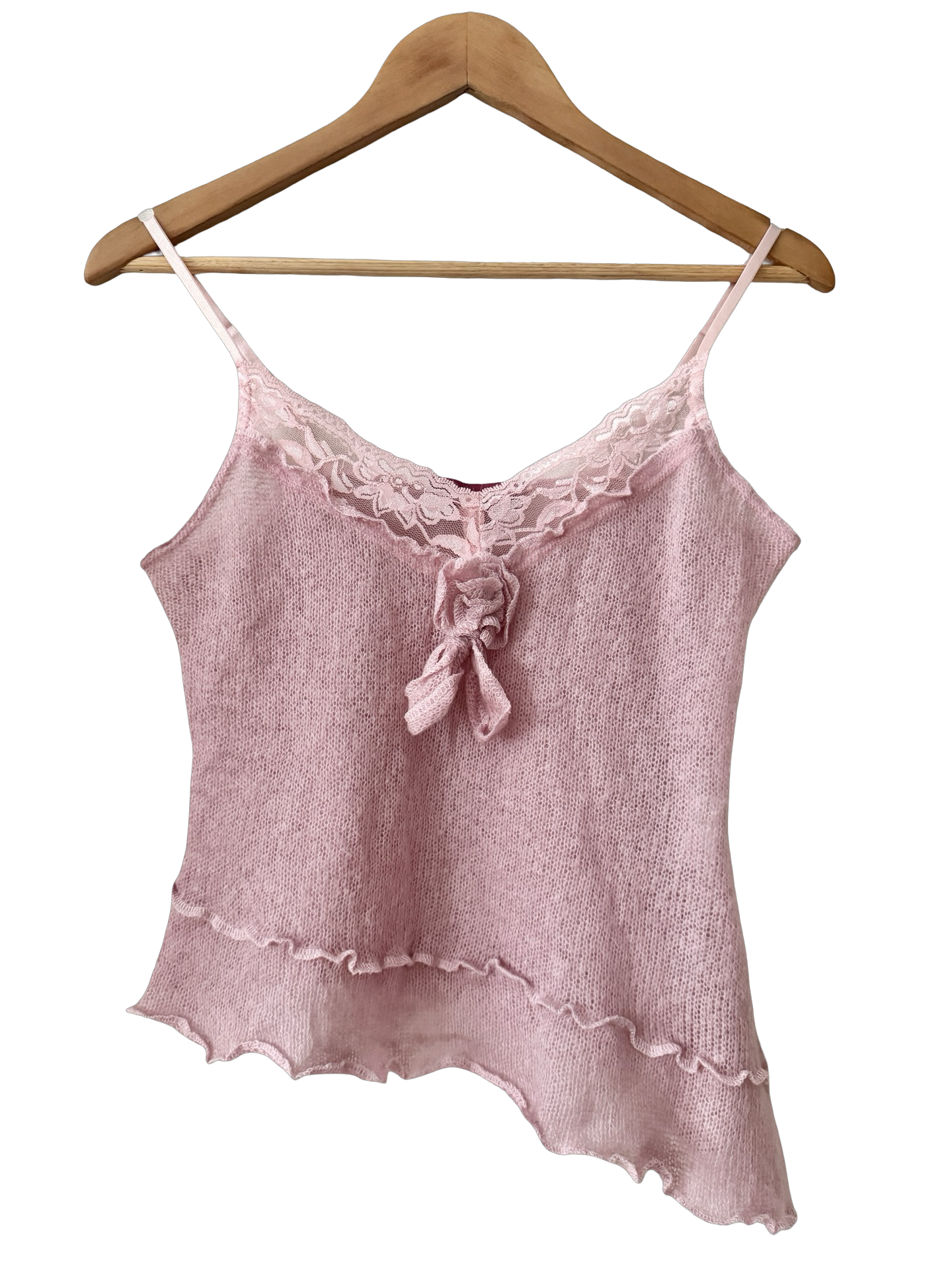 Vintage 2000s Rosy Rosette Knit Cami (M)