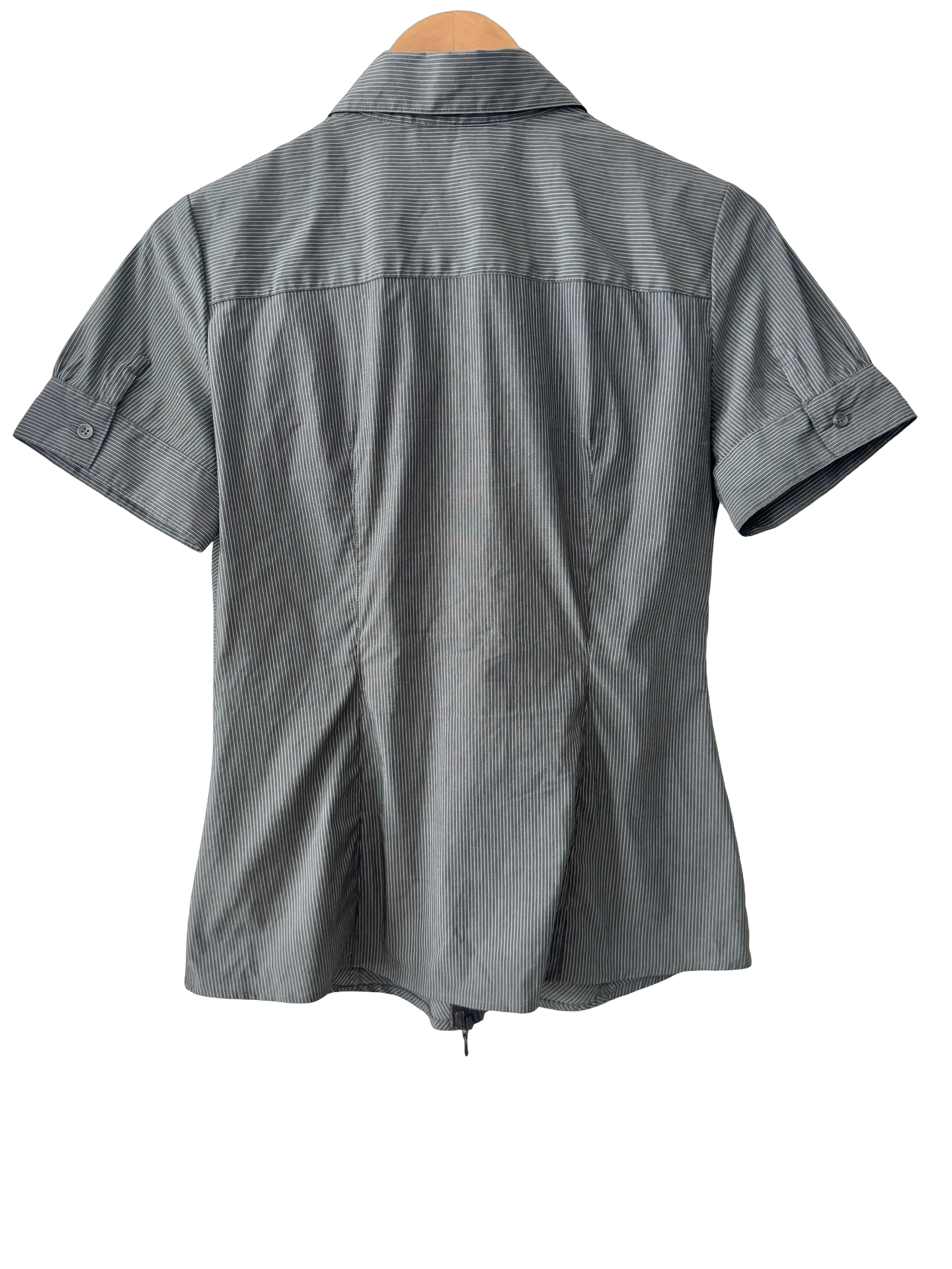 Vintage Y2K Striped Double Zip Stripe Top (M)